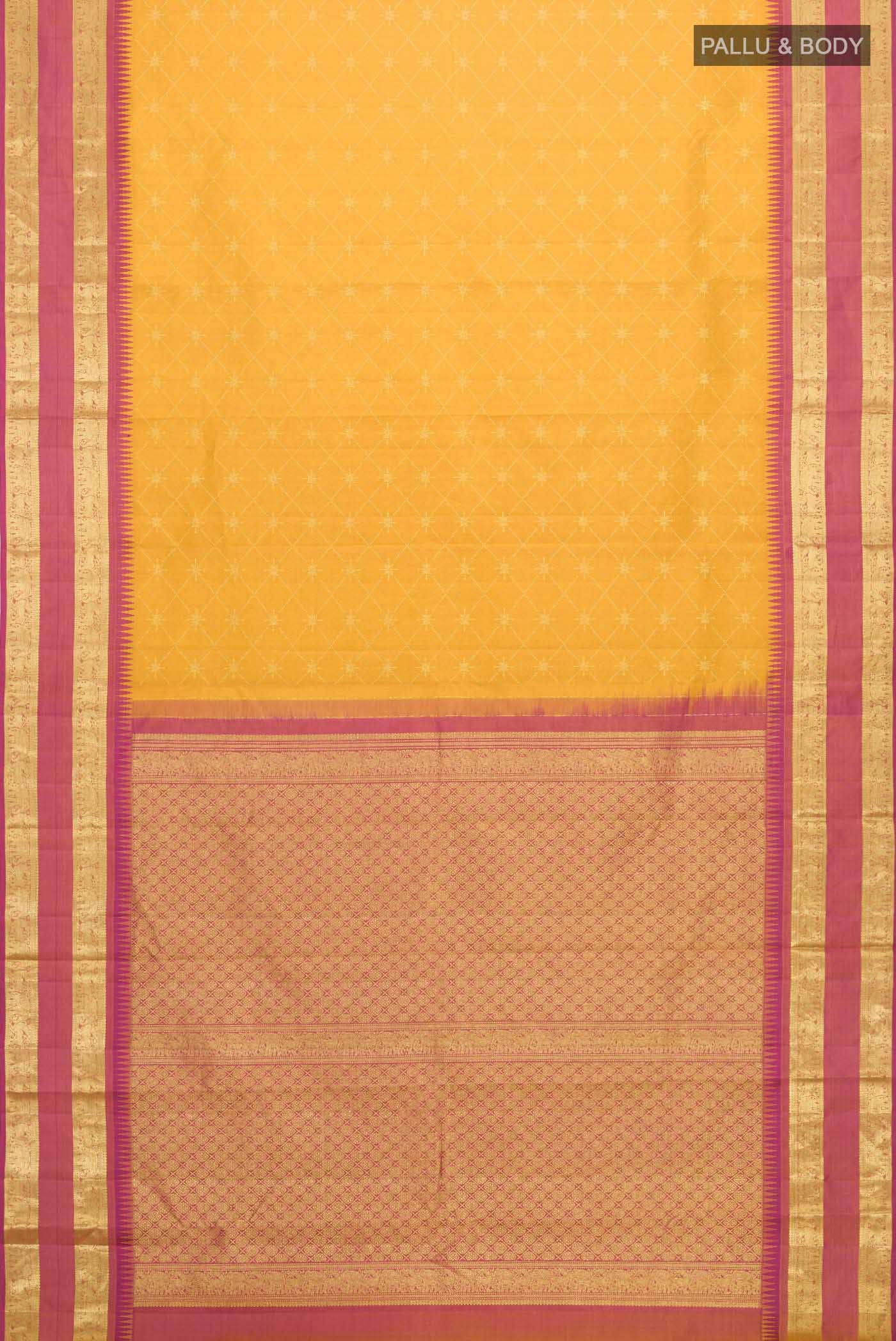 Vaidehi-Mustard Yellow Kanchipuram Silk Saree