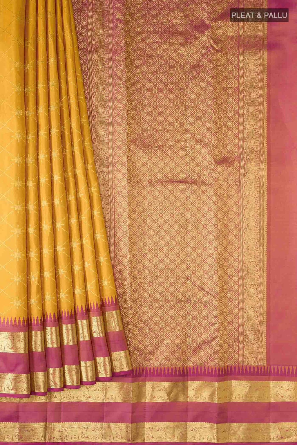 Vaidehi-Mustard Yellow Kanchipuram Silk Saree