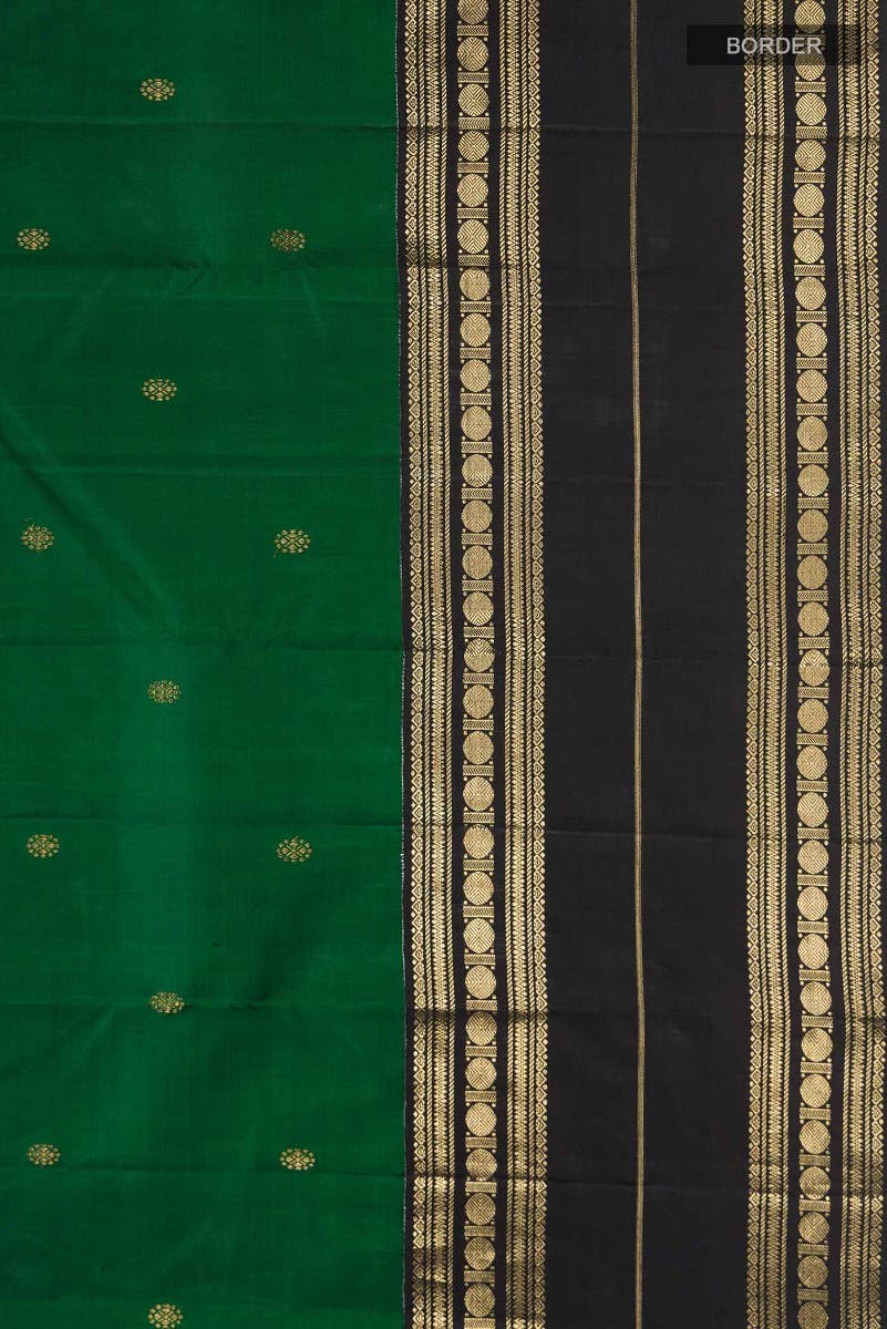 Kamala-Pure Silk Pure Gold Zari Green Kanchipuram Saree