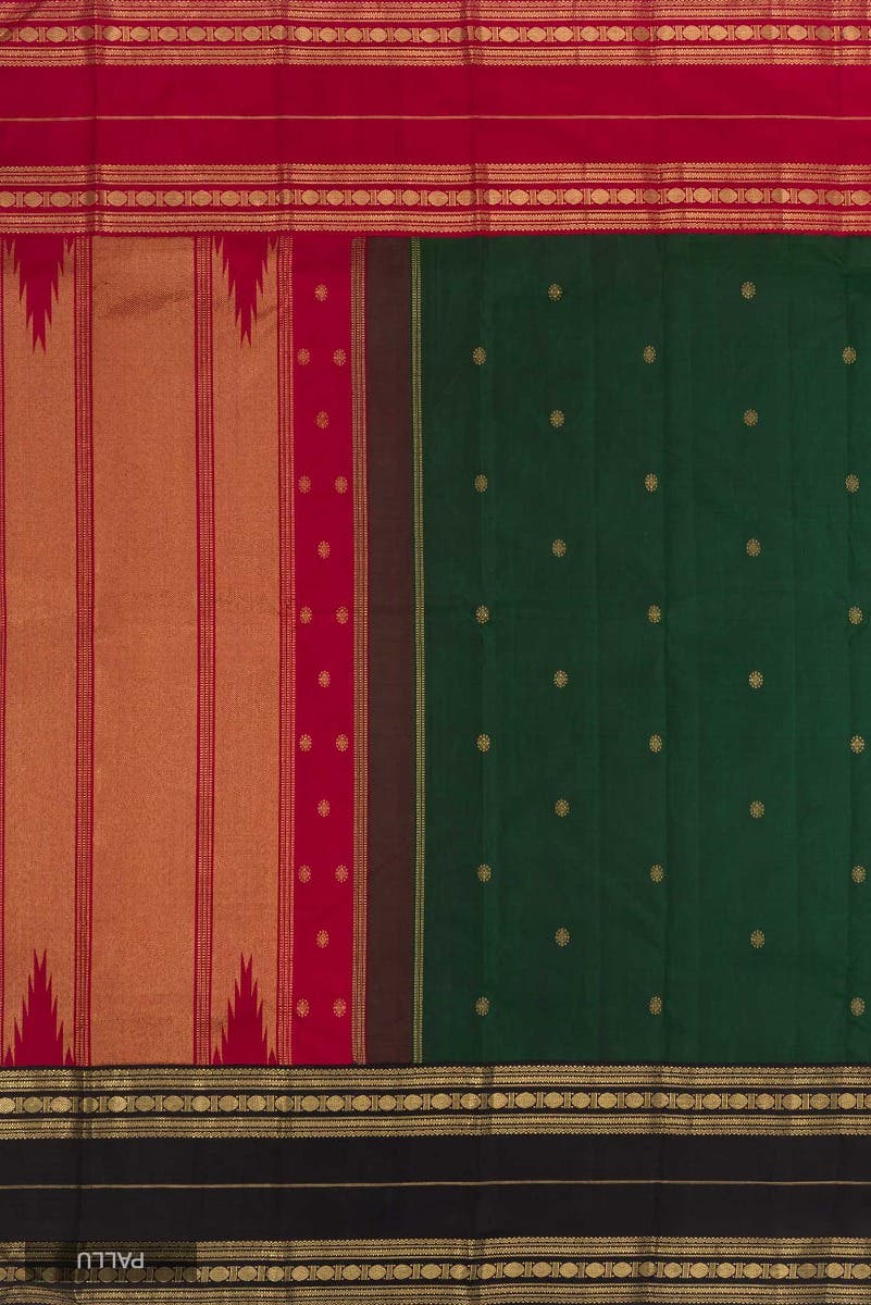 Kamala-Pure Silk Pure Gold Zari Green Kanchipuram Saree