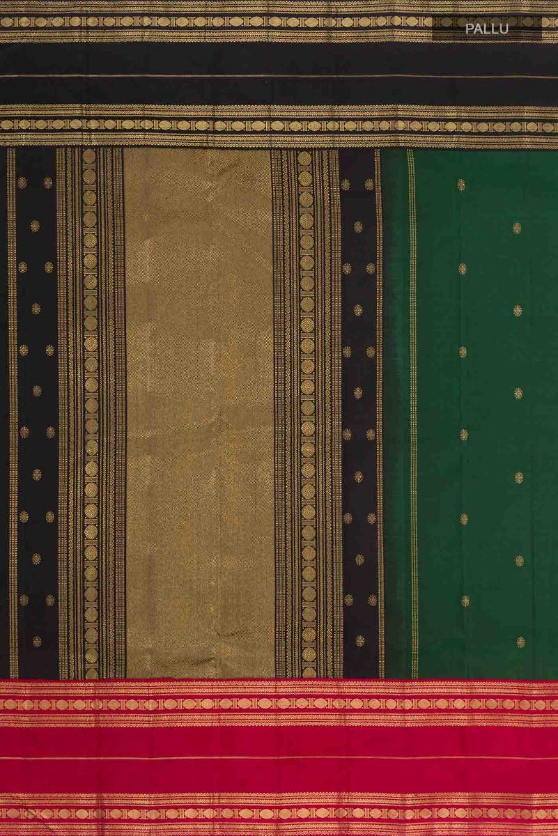 Kamala-Pure Silk Pure Gold Zari Green Kanchipuram Saree