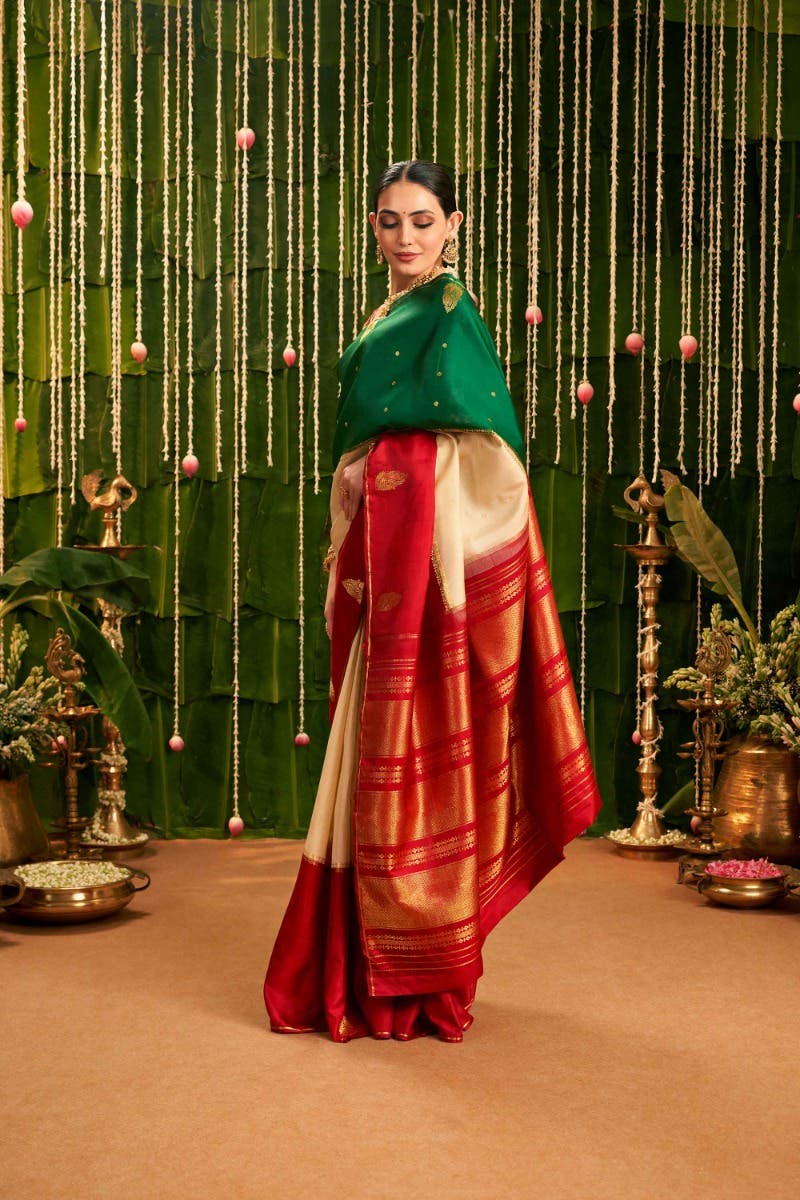 Bhagyamayil-Muppagam Kanchipuram Silk Saree