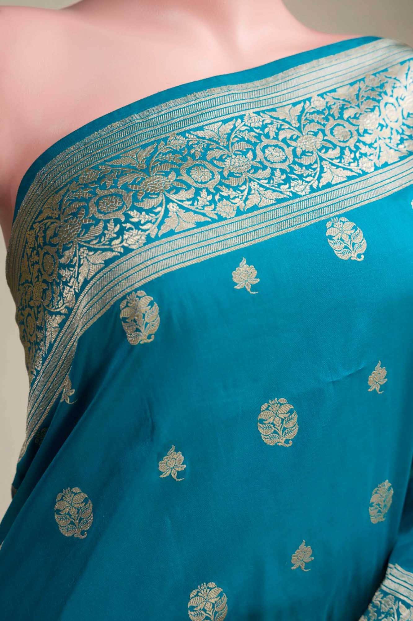 Abha Blue Banarasi Silk Saree