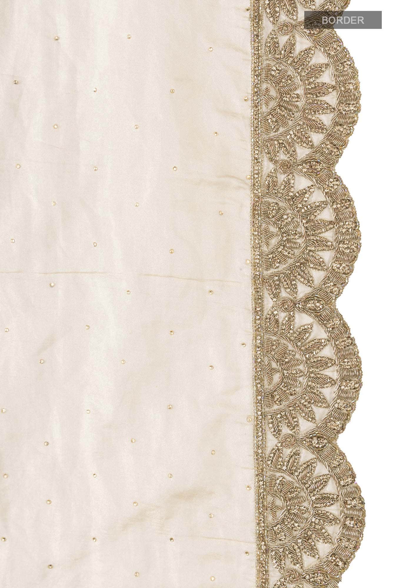Beige Organza Silk Saree