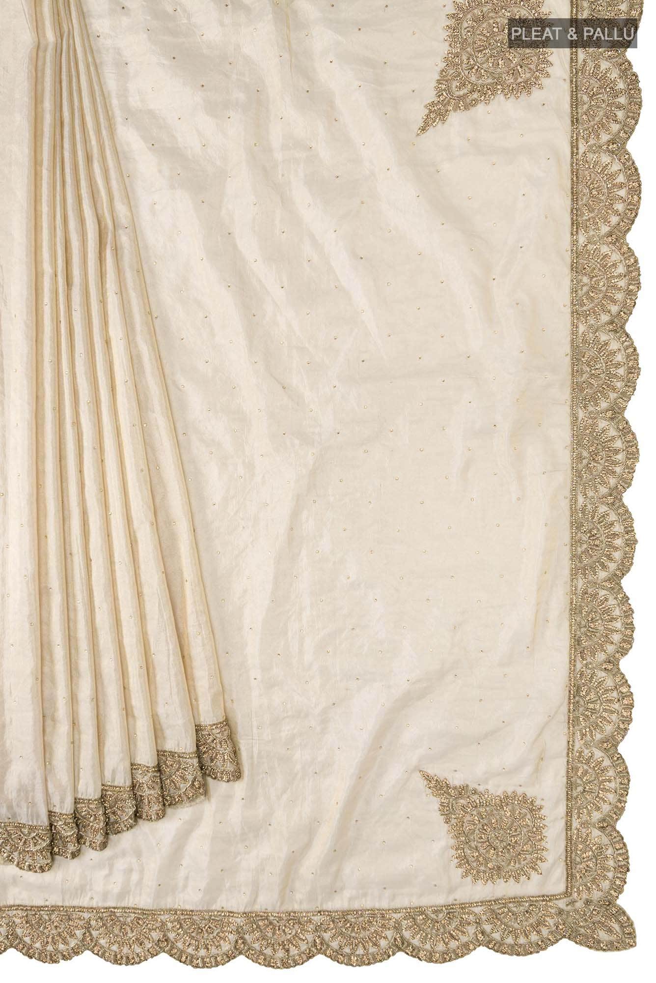 Beige Organza Silk Saree