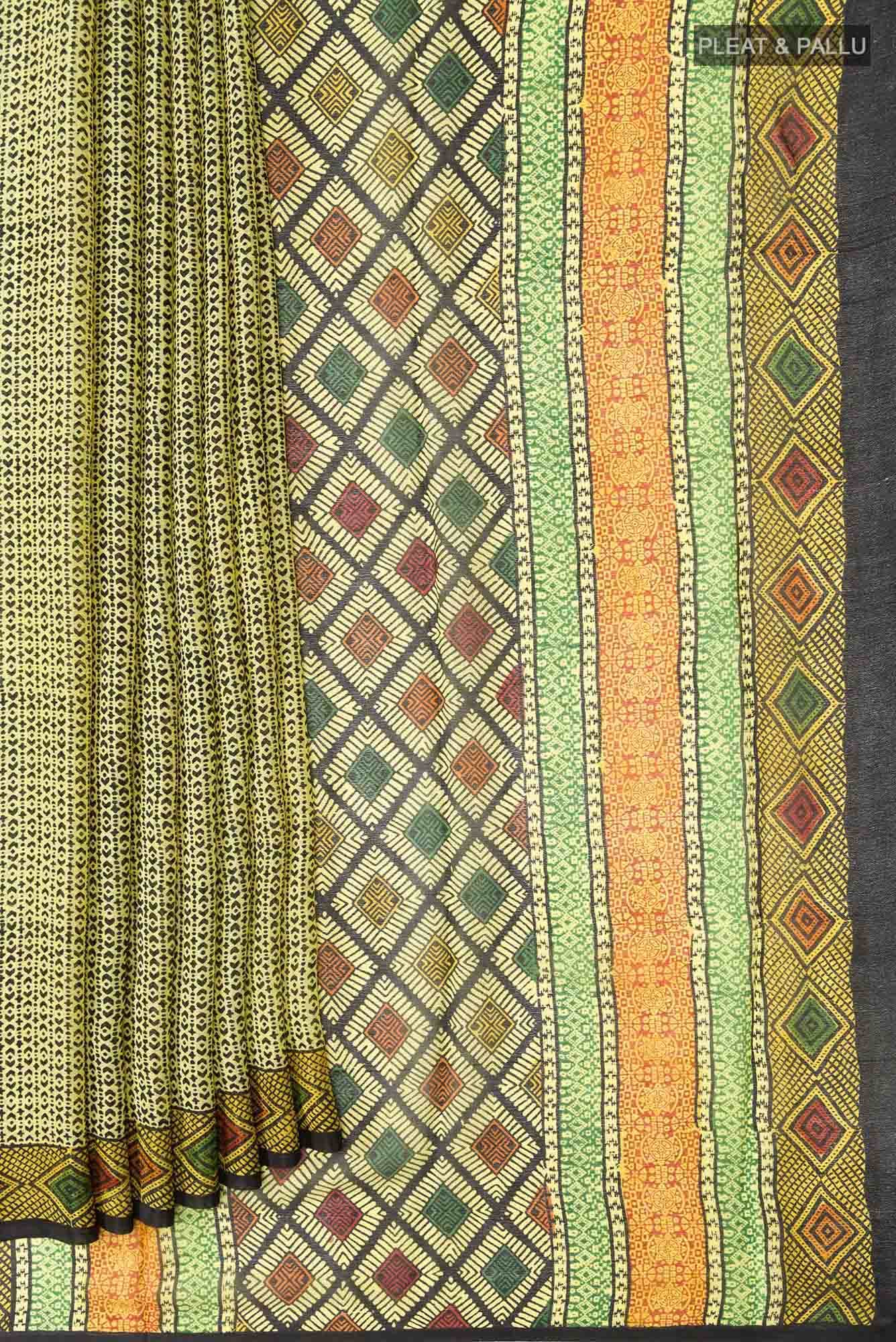 Beige Mysore Crepe Saree