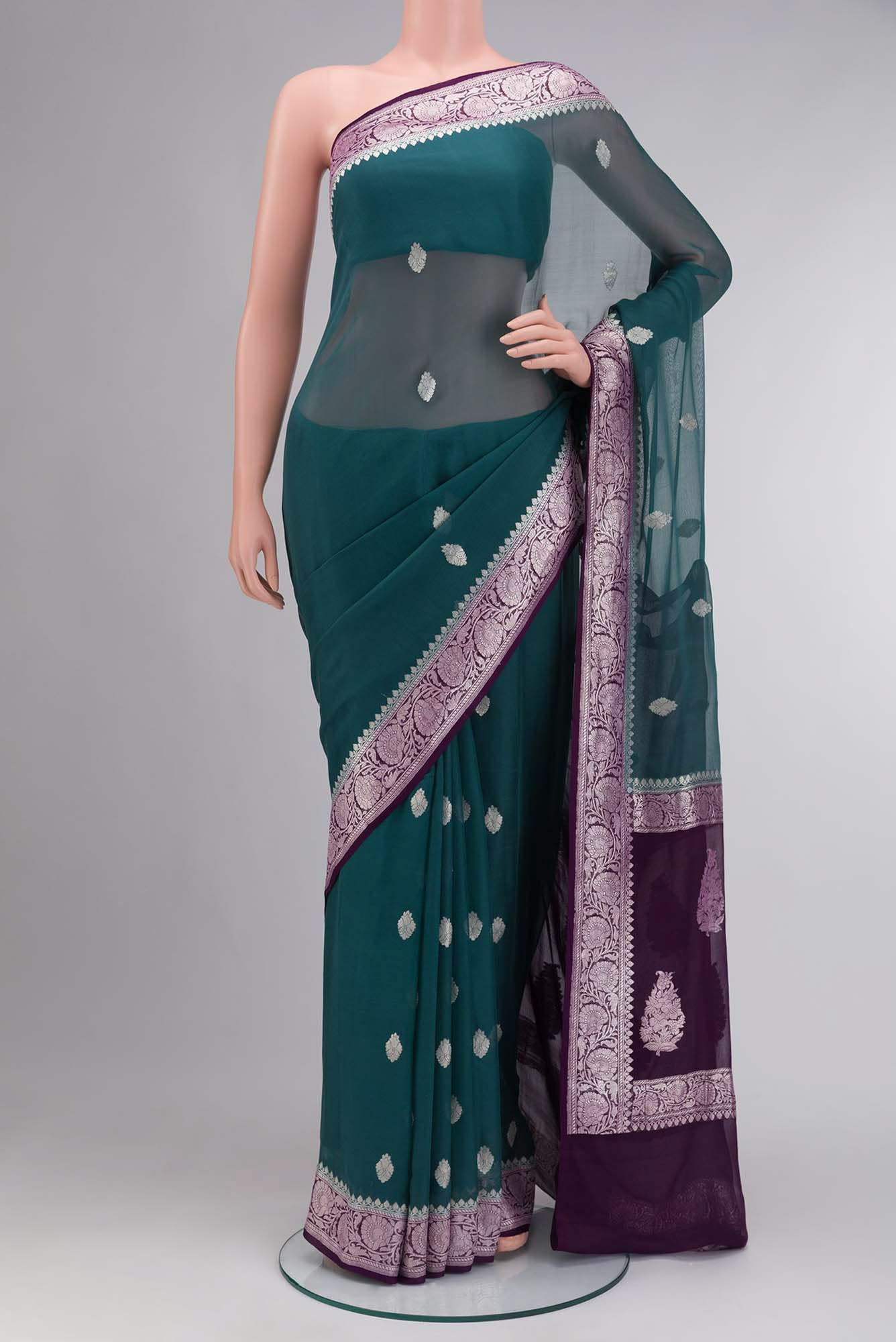 Blue Banarasi Georgette Saree