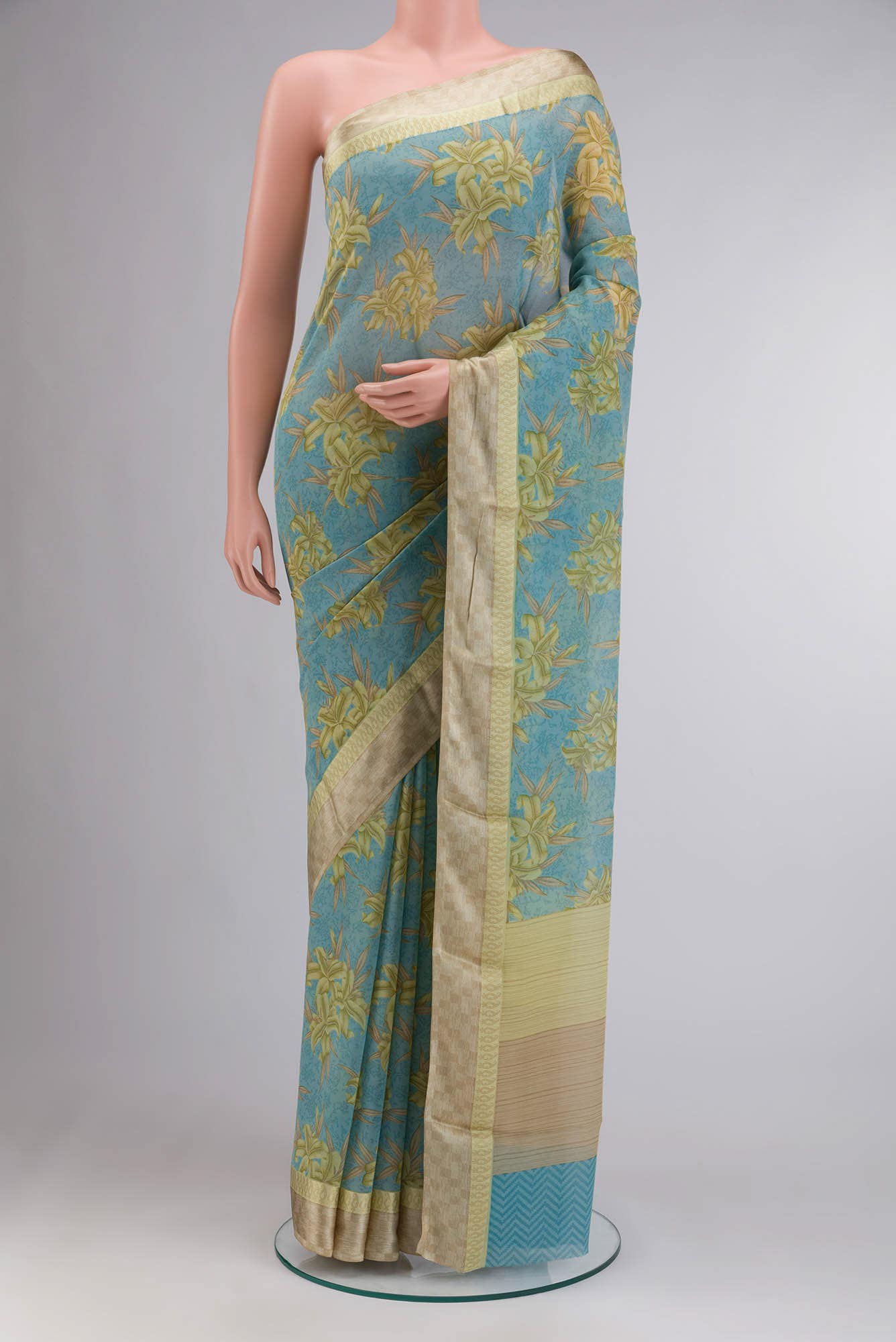 Green Banarasi Georgette Saree