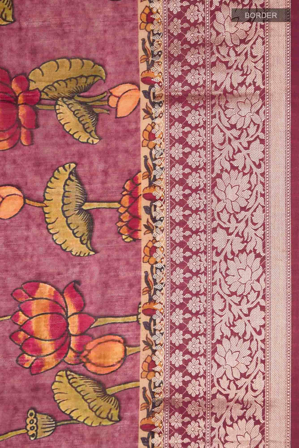 Mauve Bhagalpuri Tussar Silk Saree
