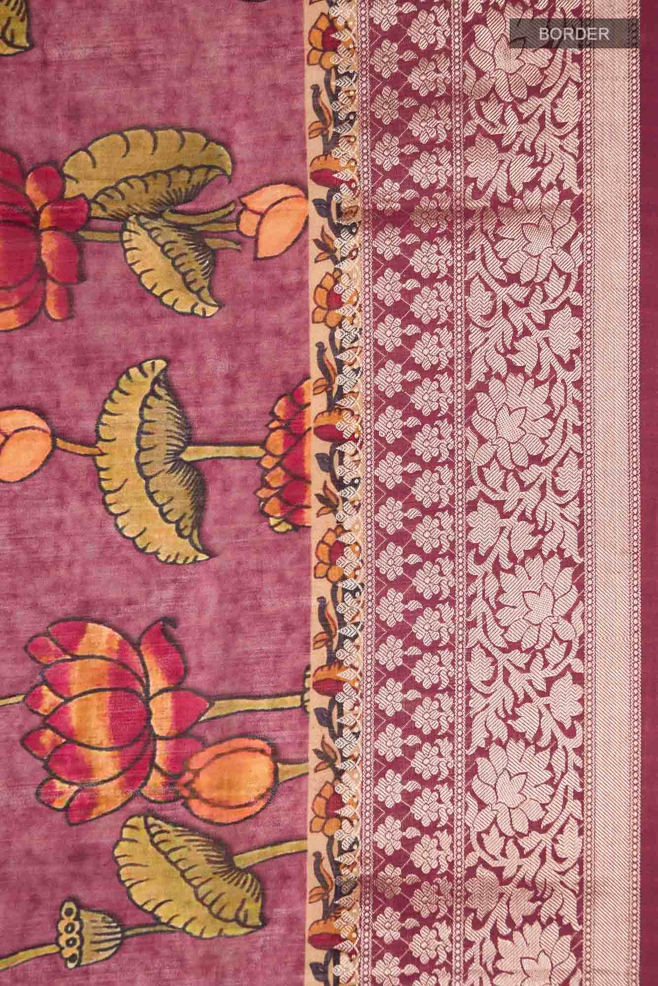 Mauve Bhagalpuri Tussar Silk Saree