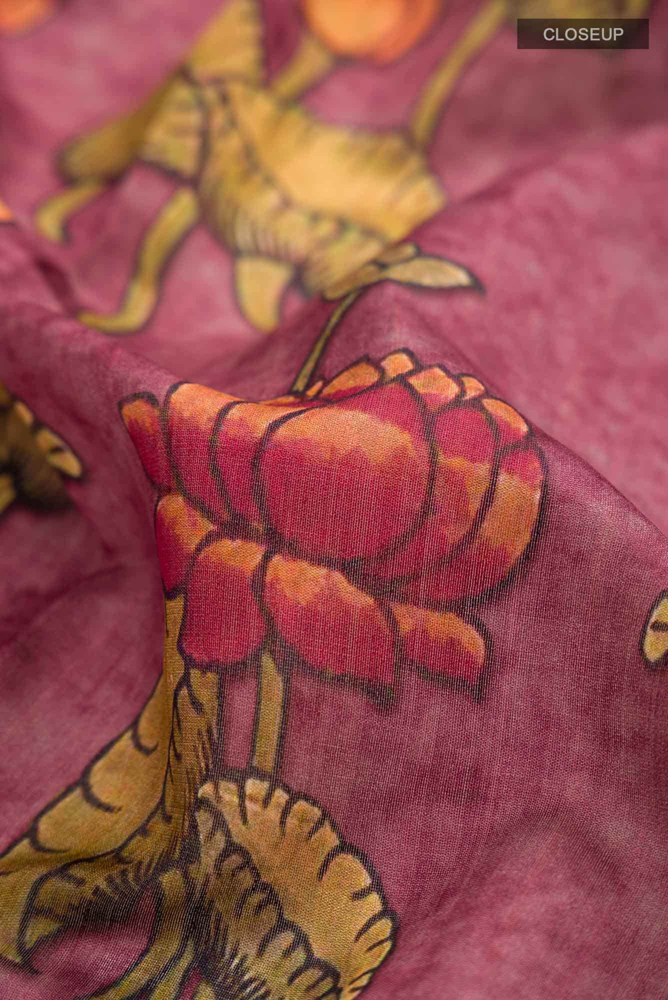 Mauve Bhagalpuri Tussar Silk Saree