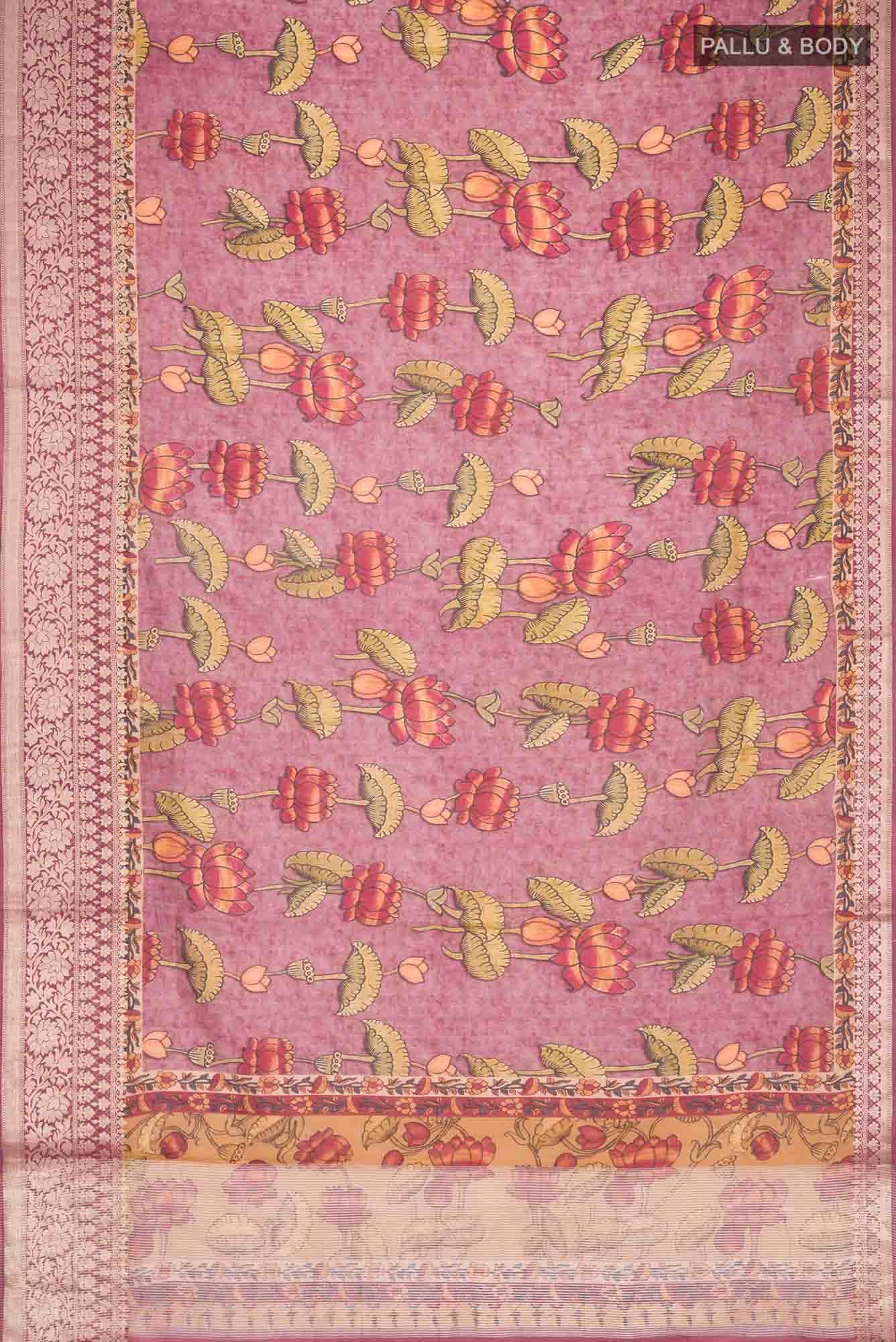 Mauve Bhagalpuri Tussar Silk Saree