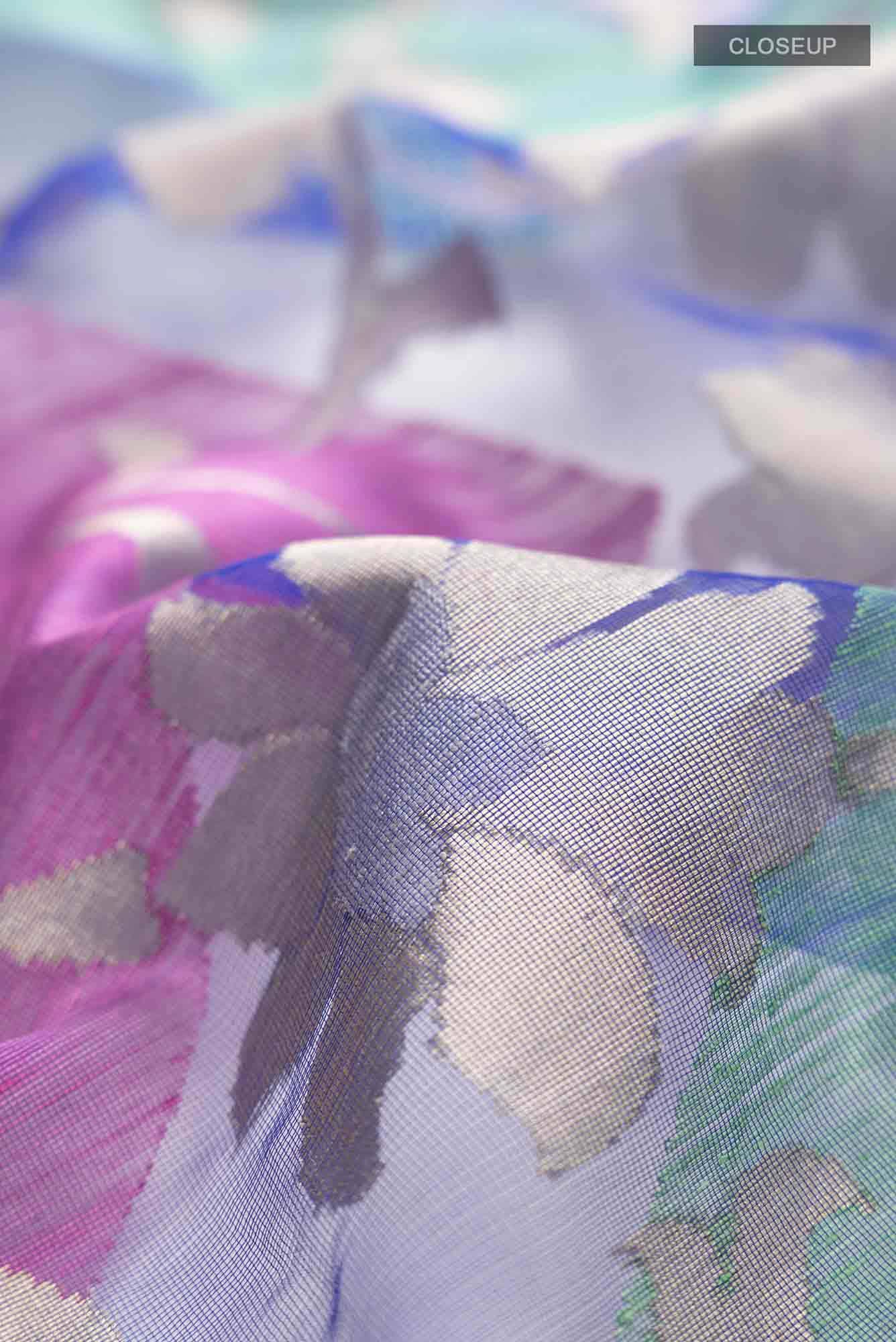 Blue Banarasi Kora Silk Saree