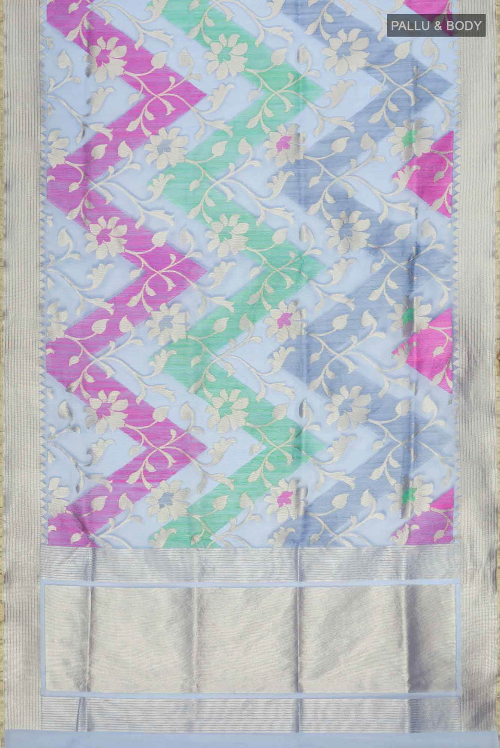 Blue Banarasi Kora Silk Saree