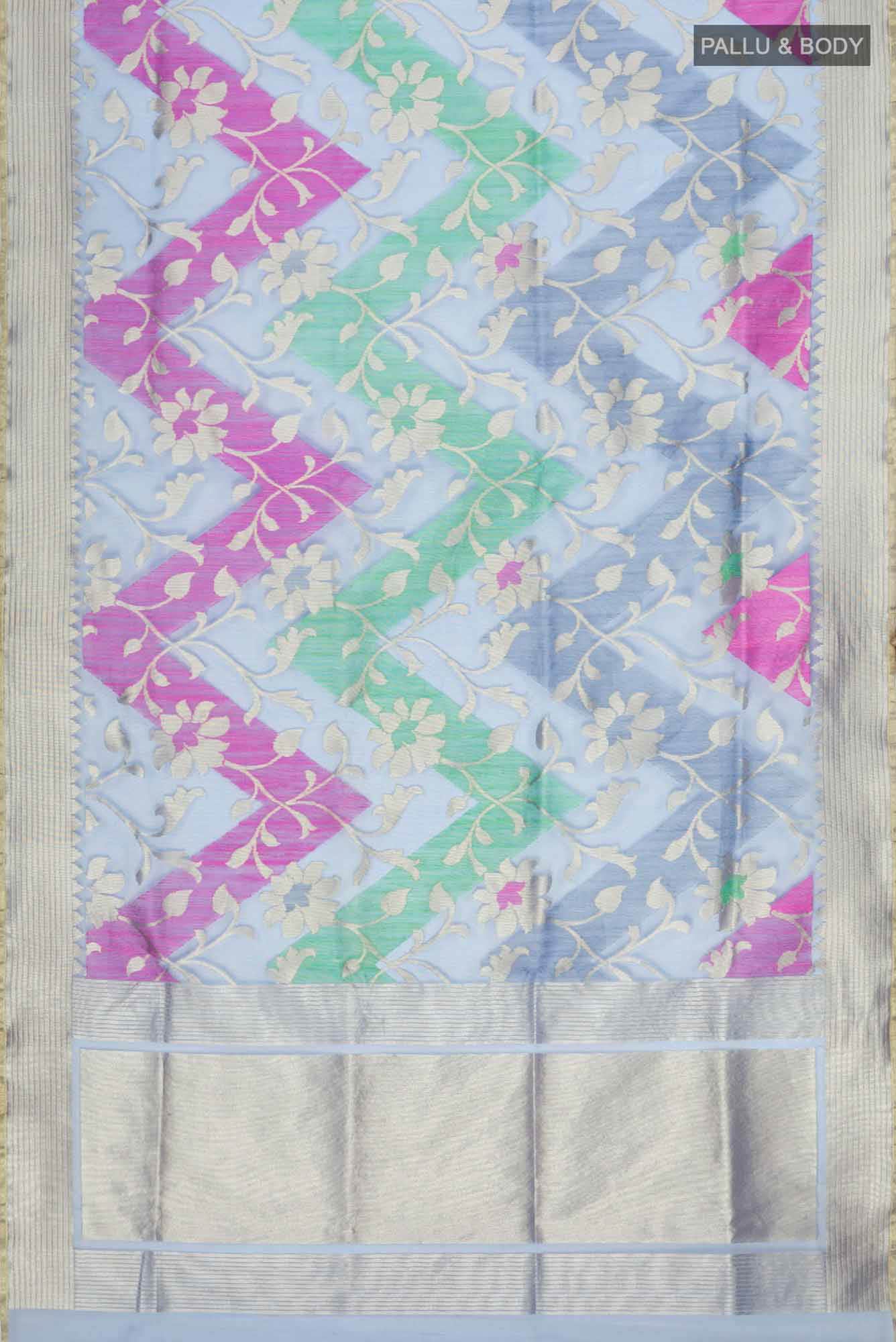 Blue Banarasi Kora Silk Saree