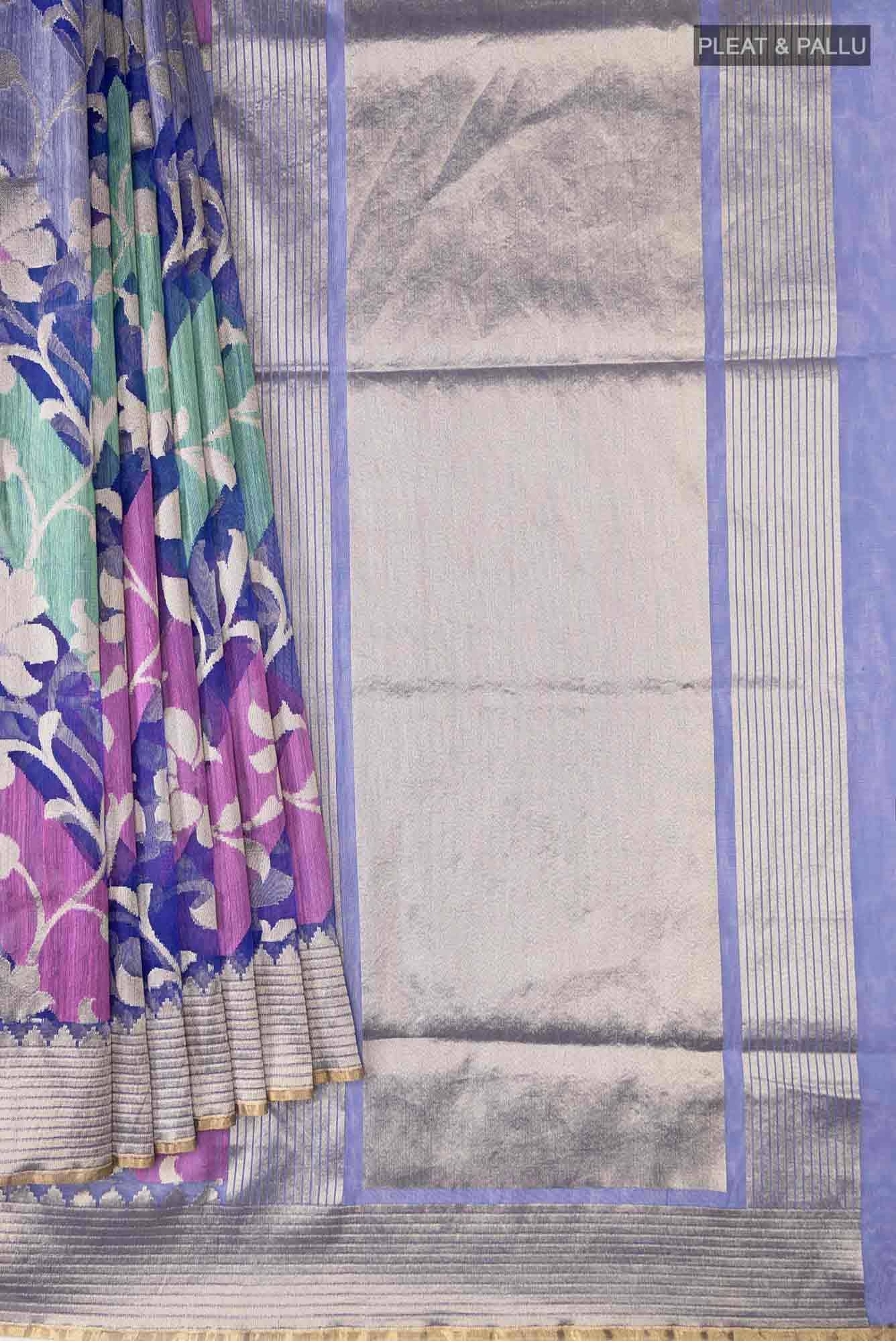 Blue Banarasi Kora Silk Saree