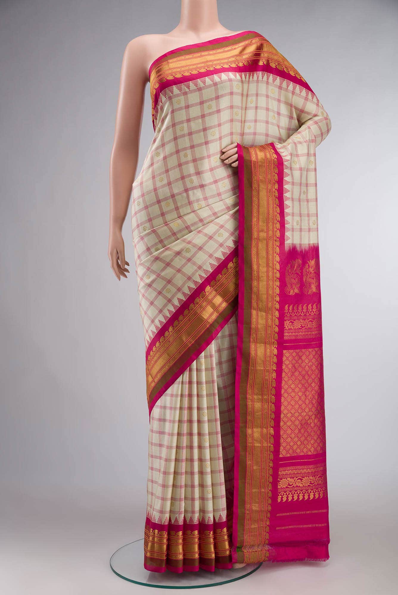 Beige Gadwal Silk Saree