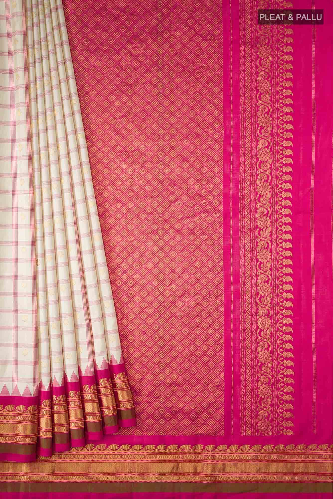 Beige Gadwal Silk Saree