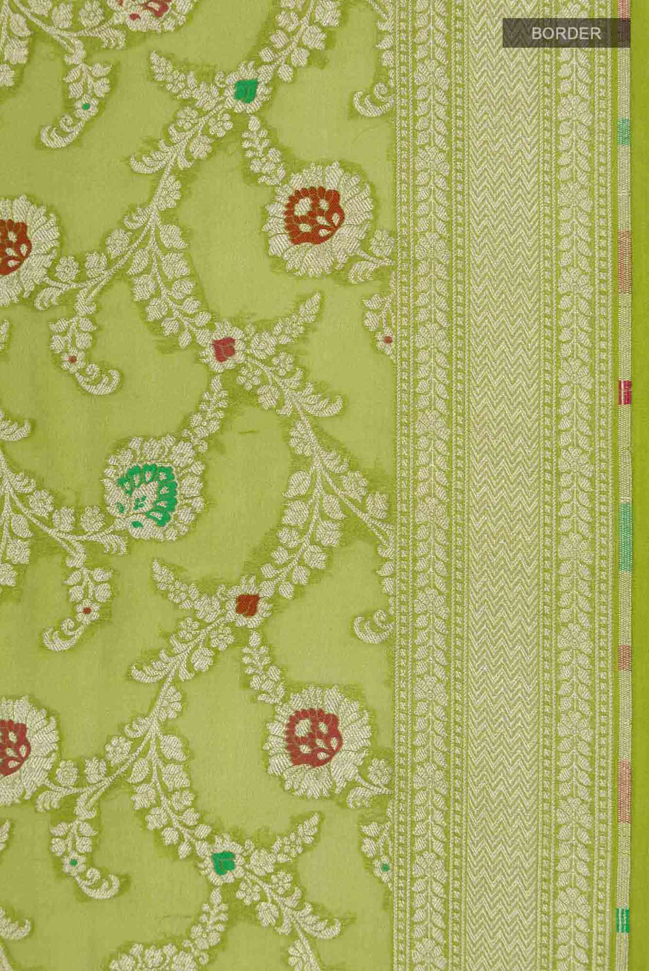 Green Banarasi Georgette Saree