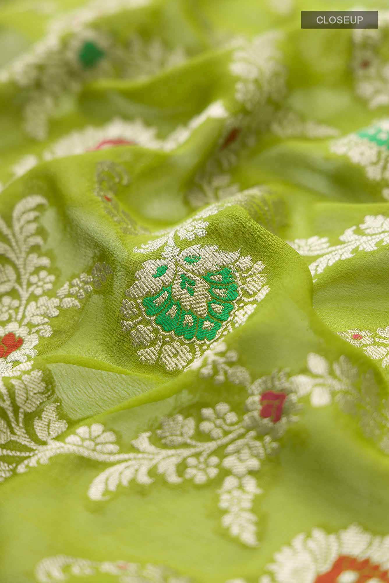 Green Banarasi Georgette Saree