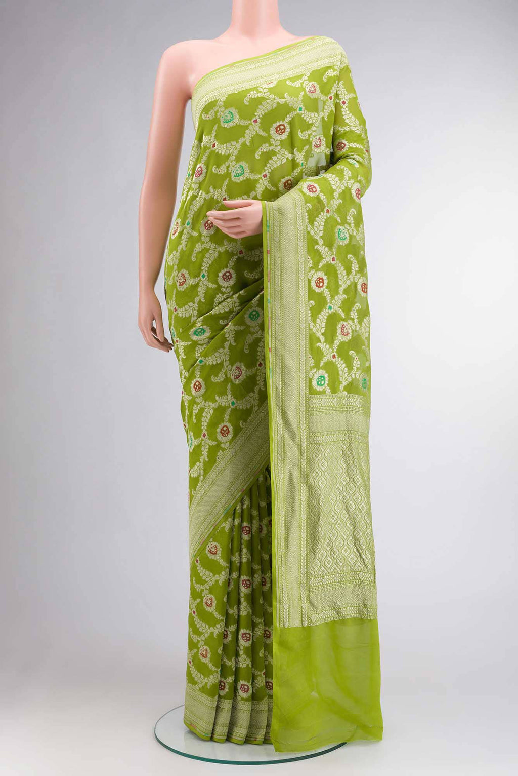 Green Banarasi Georgette Saree