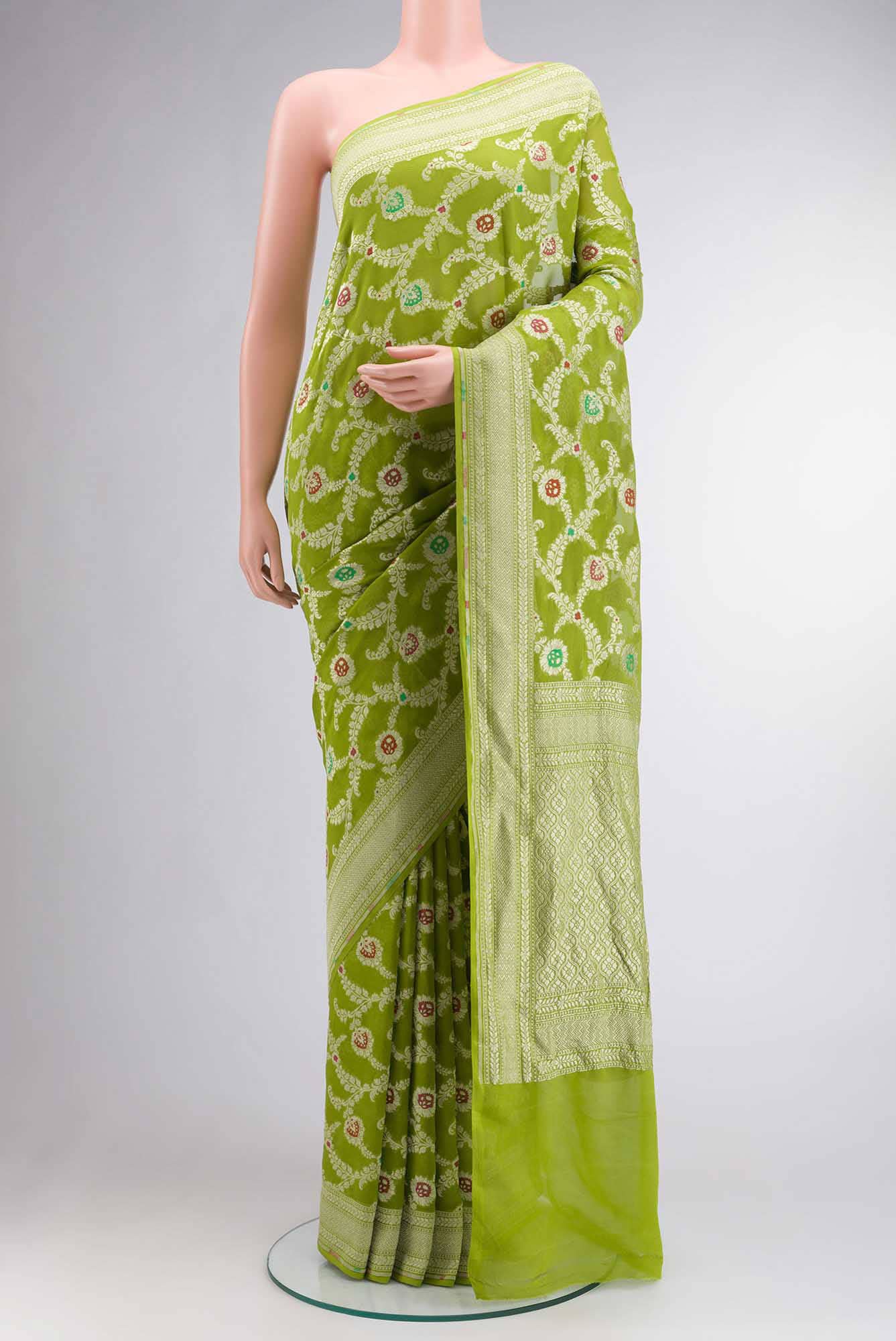 Green Banarasi Georgette Saree