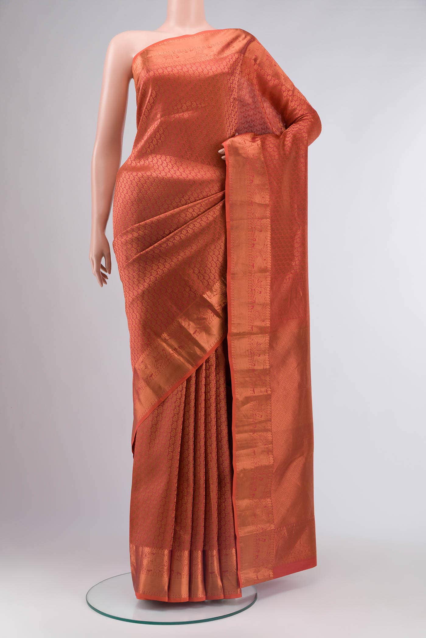 Peach Kanchipuram Silk Saree