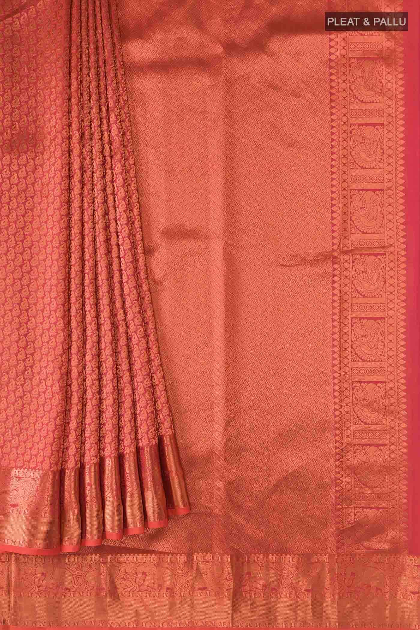 Peach Kanchipuram Silk Saree