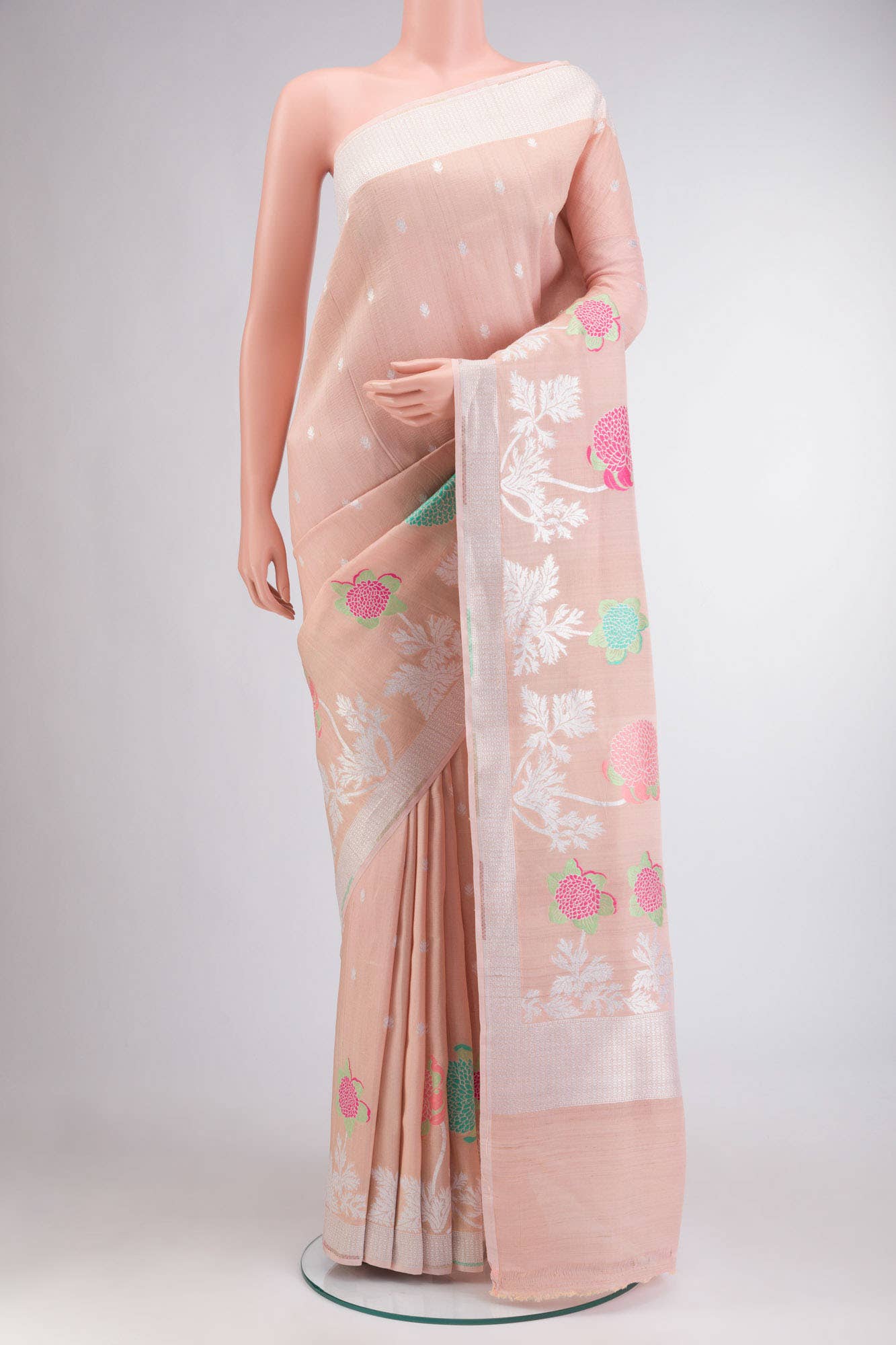Peach Banarasi Georgette Saree