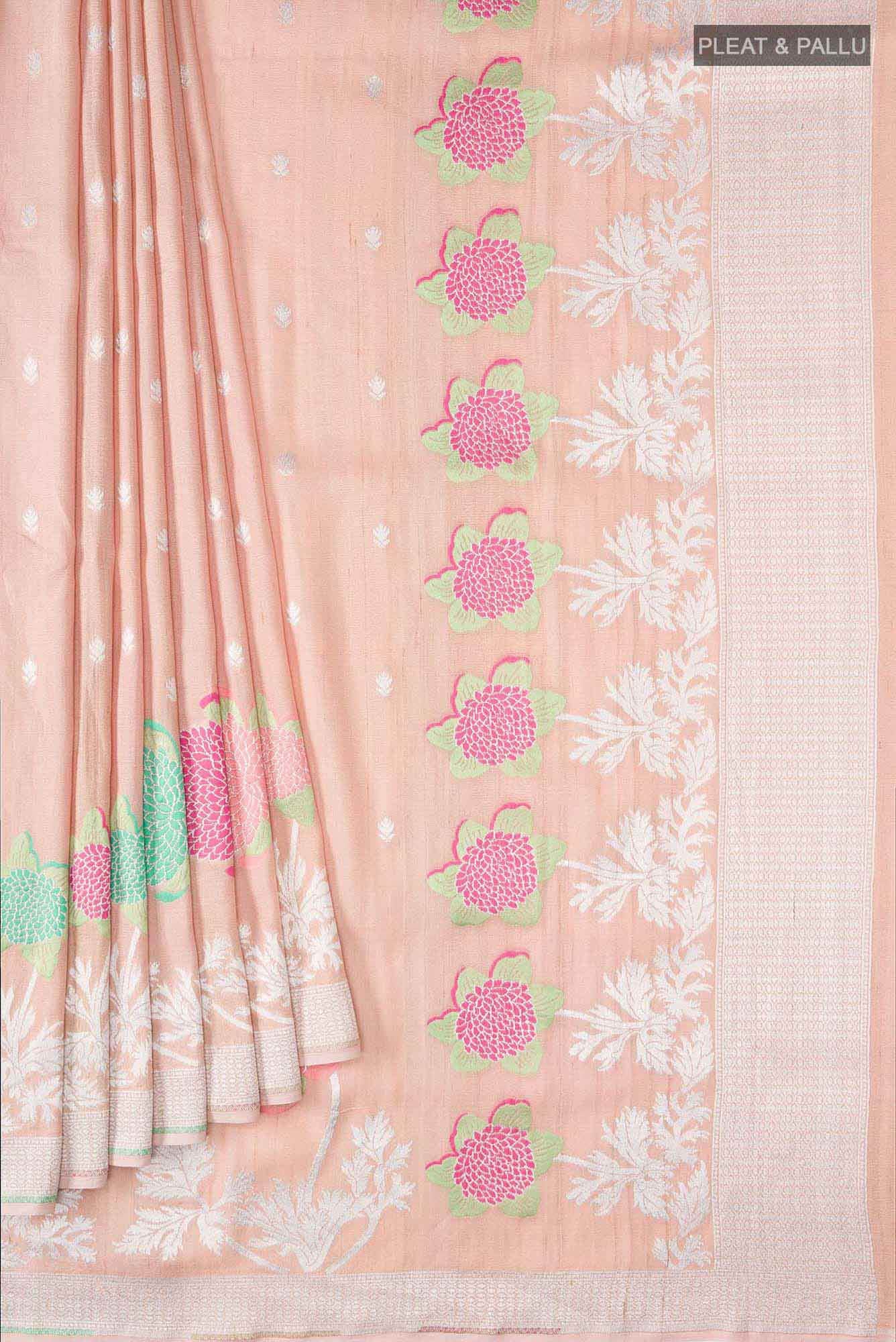 Peach Banarasi Georgette Saree