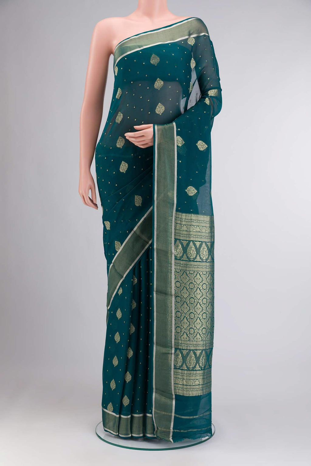 Green Banarasi Georgette Saree