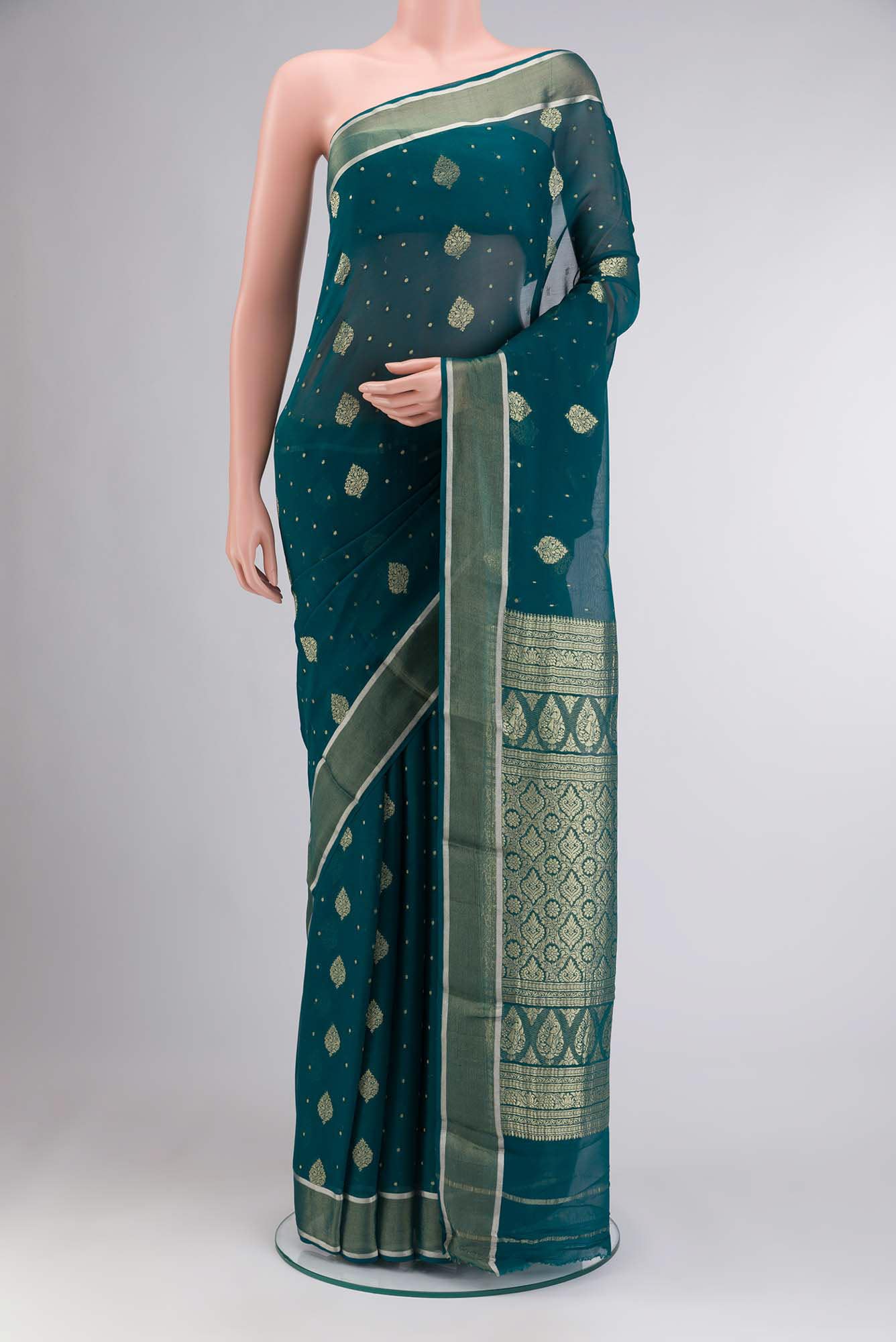 Green Banarasi Georgette Saree