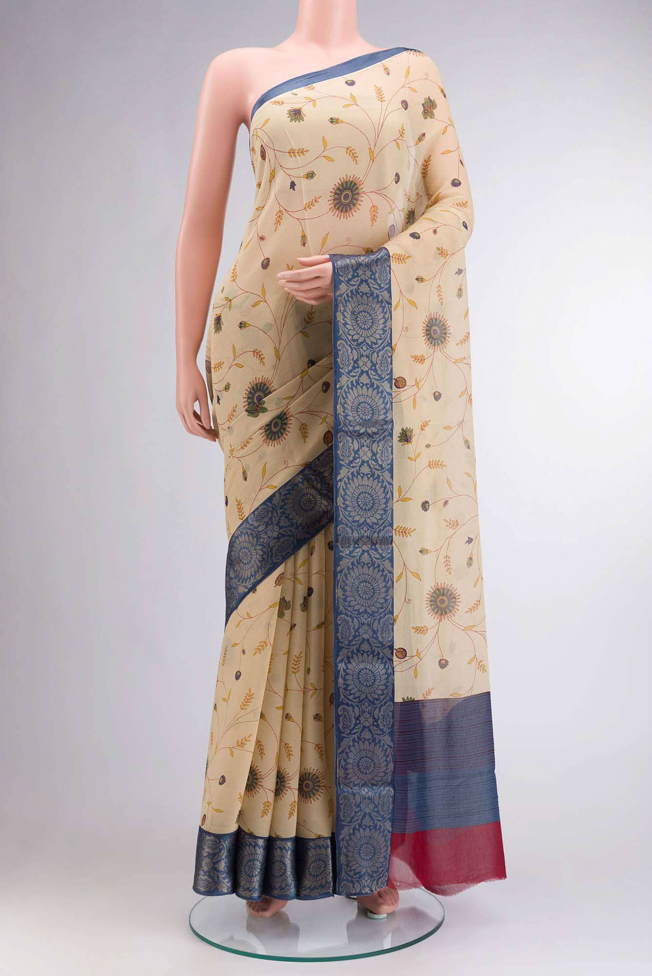Beige Chiffon Saree