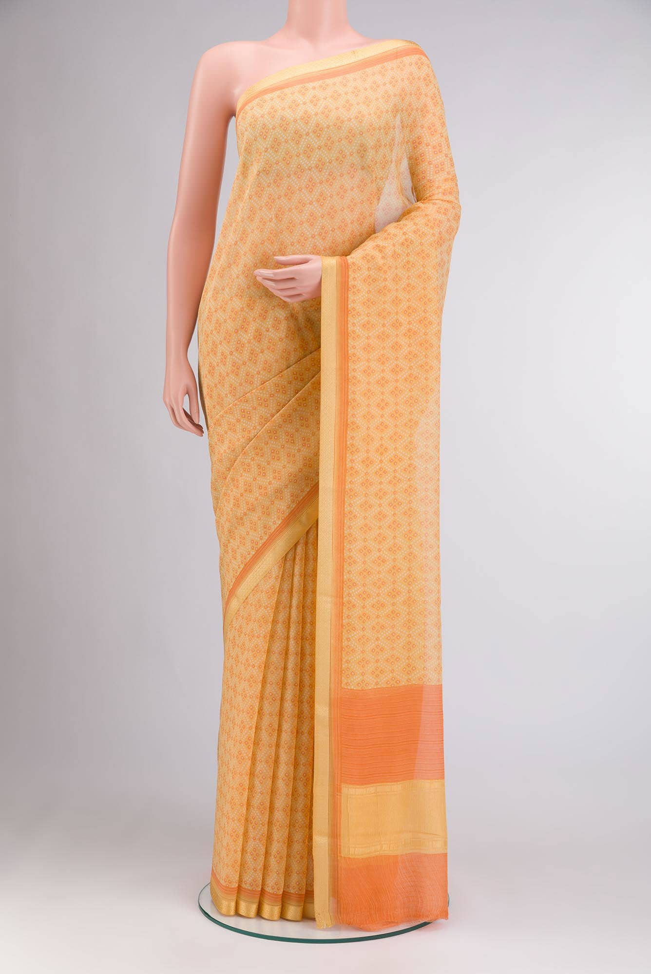 Yellow Mysore Chiffon Saree