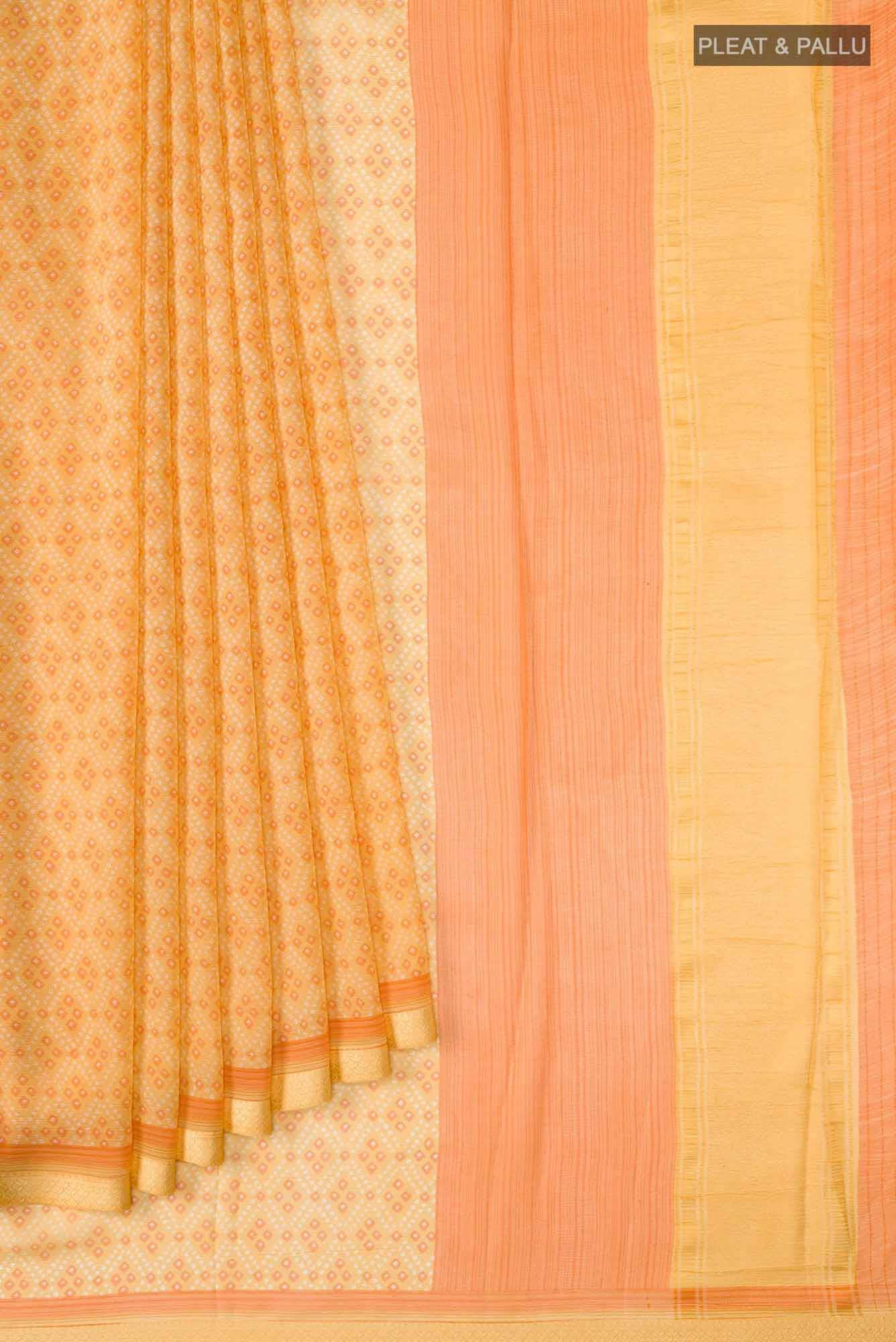 Yellow Mysore Chiffon Saree