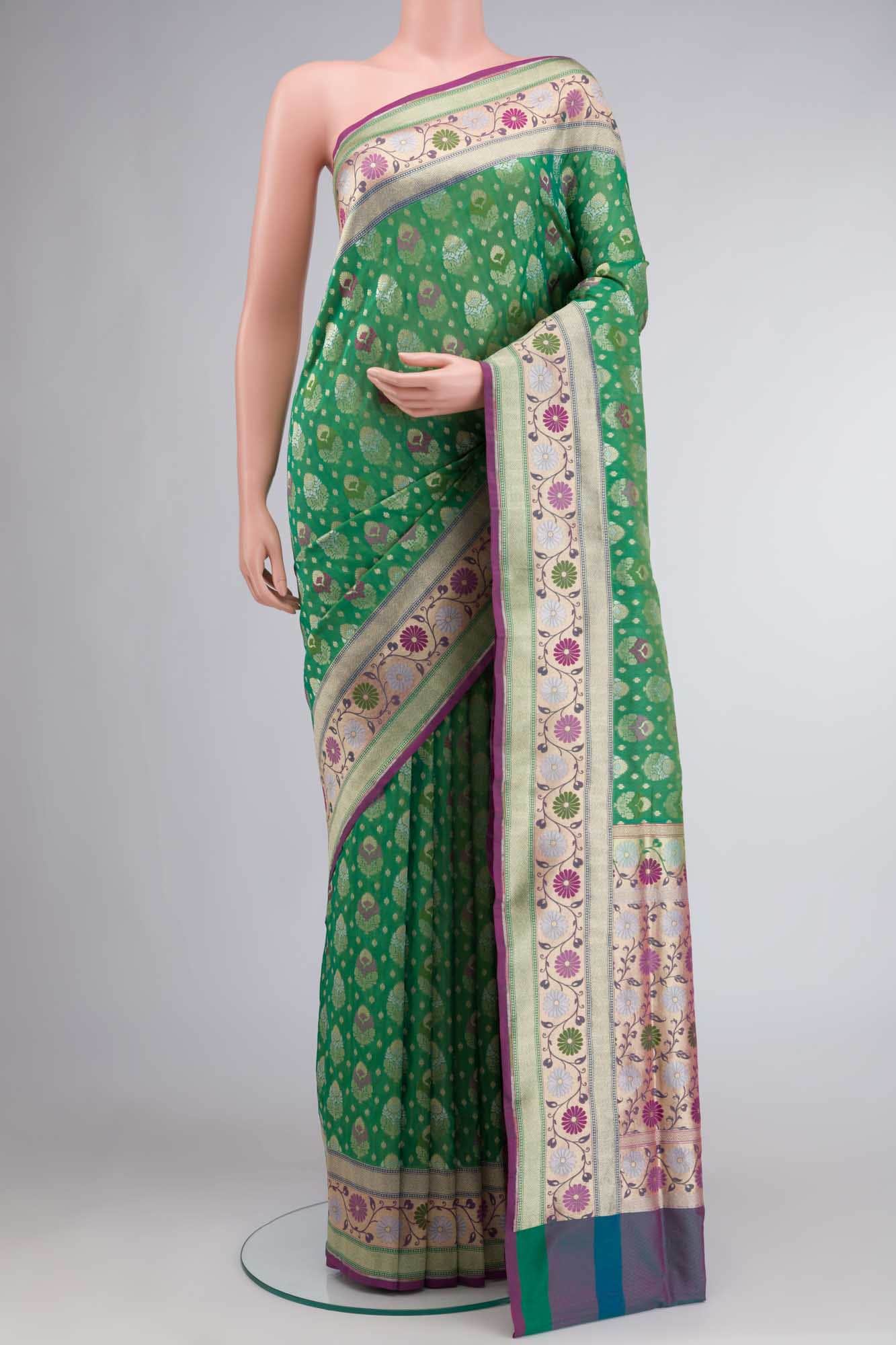 Green Banarasi Silk Saree