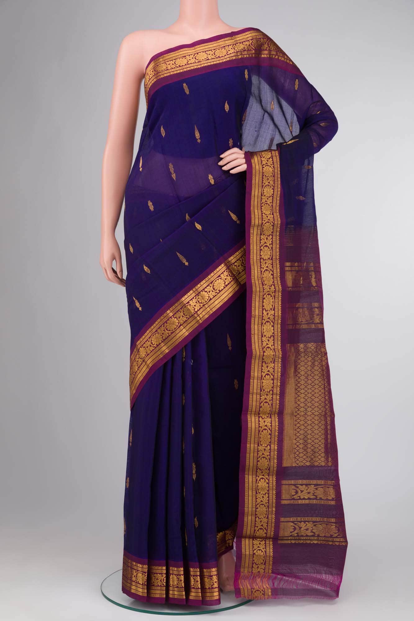 Blue Gadwal Silk Cotton Saree
