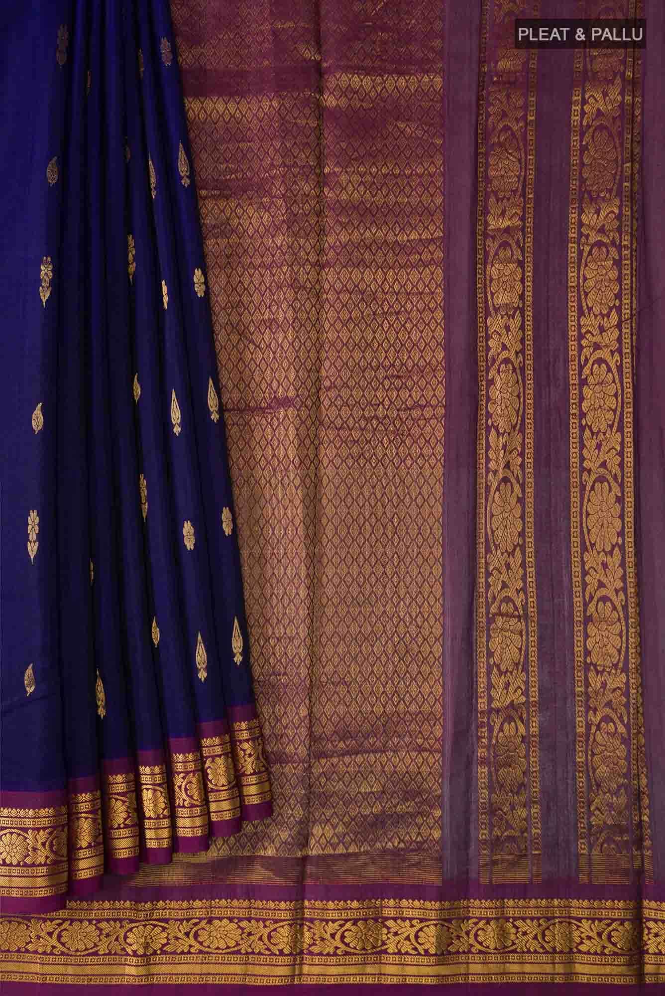 Blue Gadwal Silk Cotton Saree