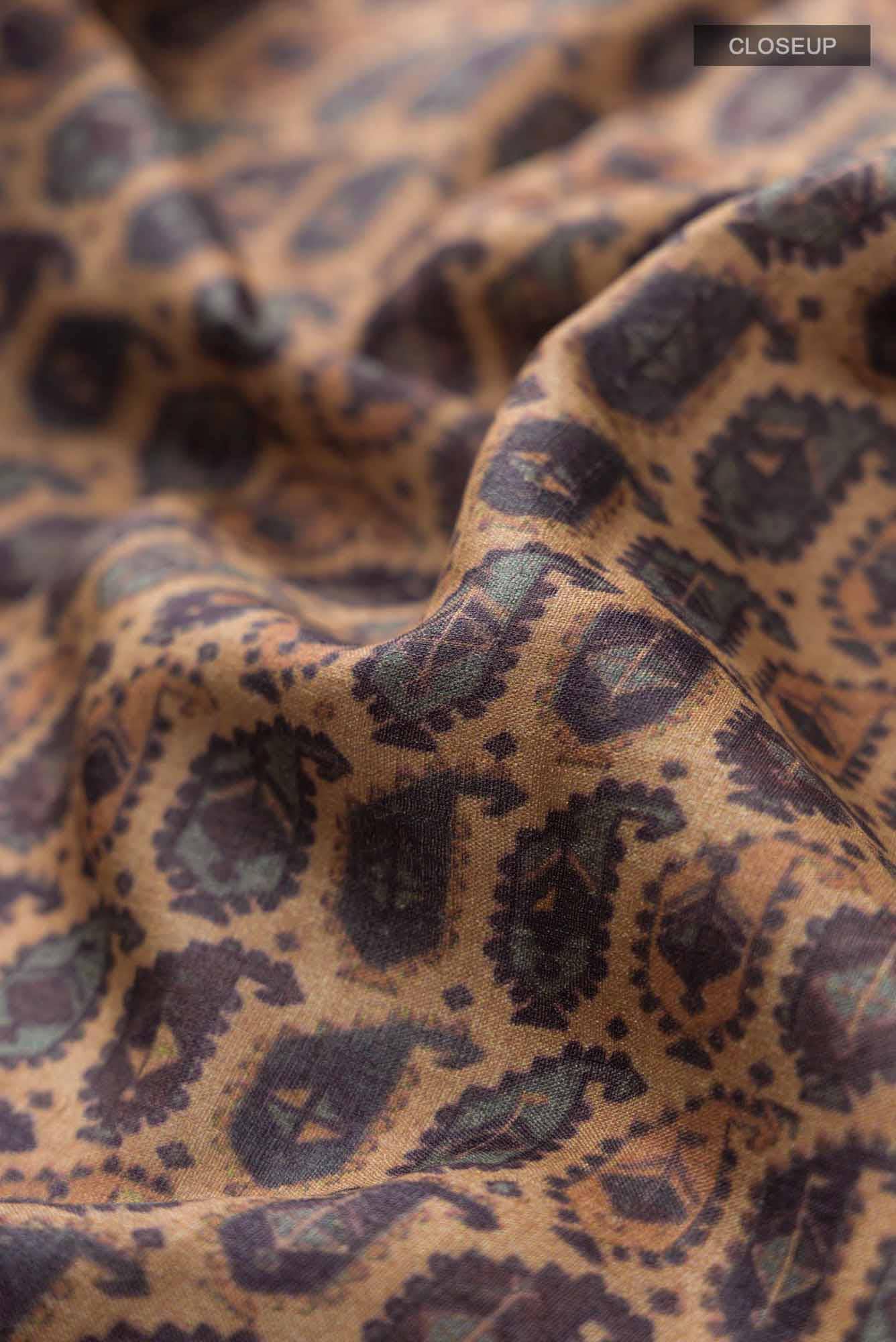 Beige Tussar Silk Saree