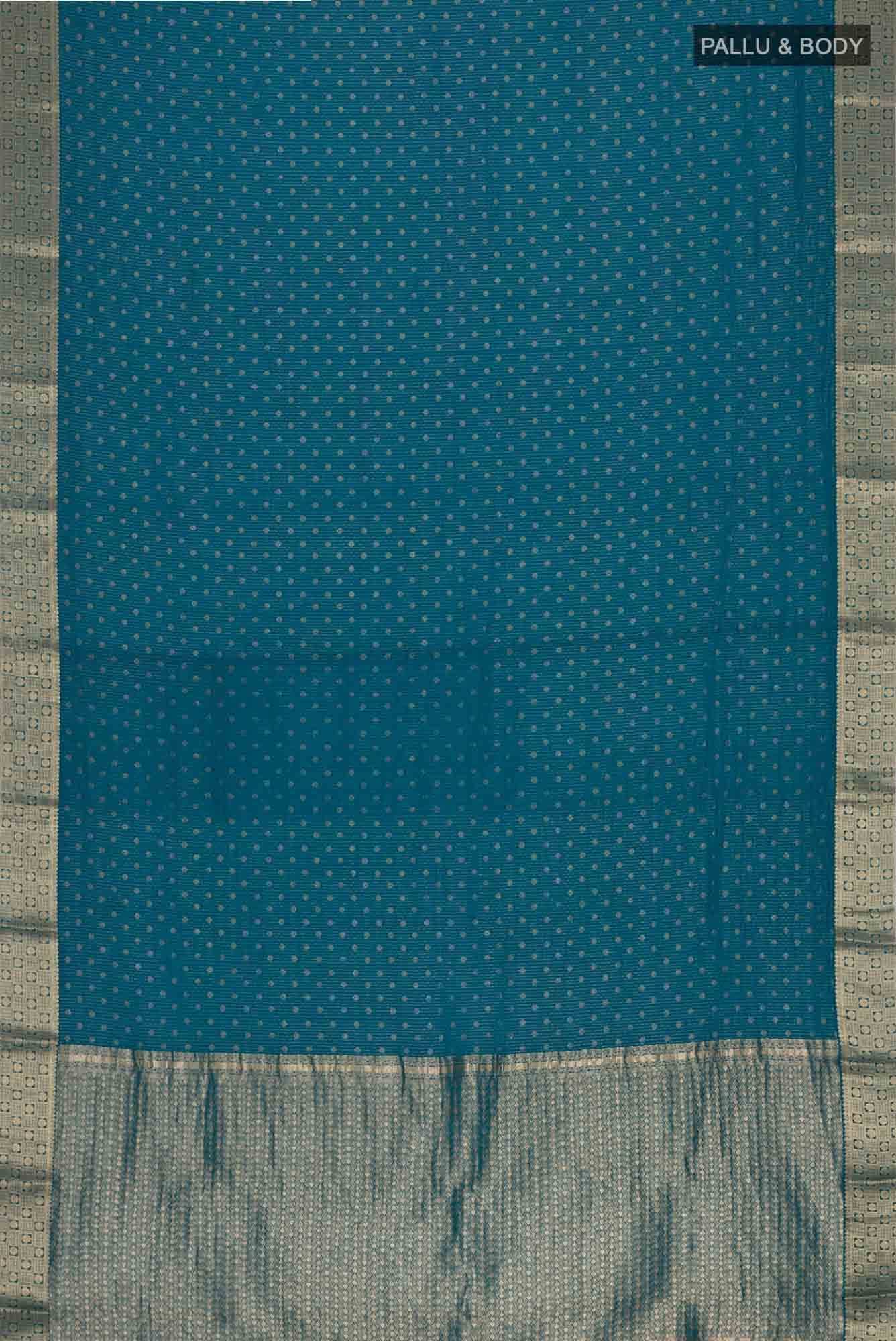 Blue Crepe Saree