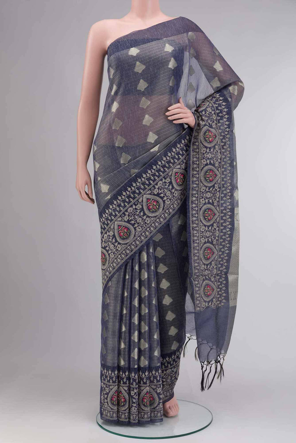 Blue Banarasi Silk Cotton Saree