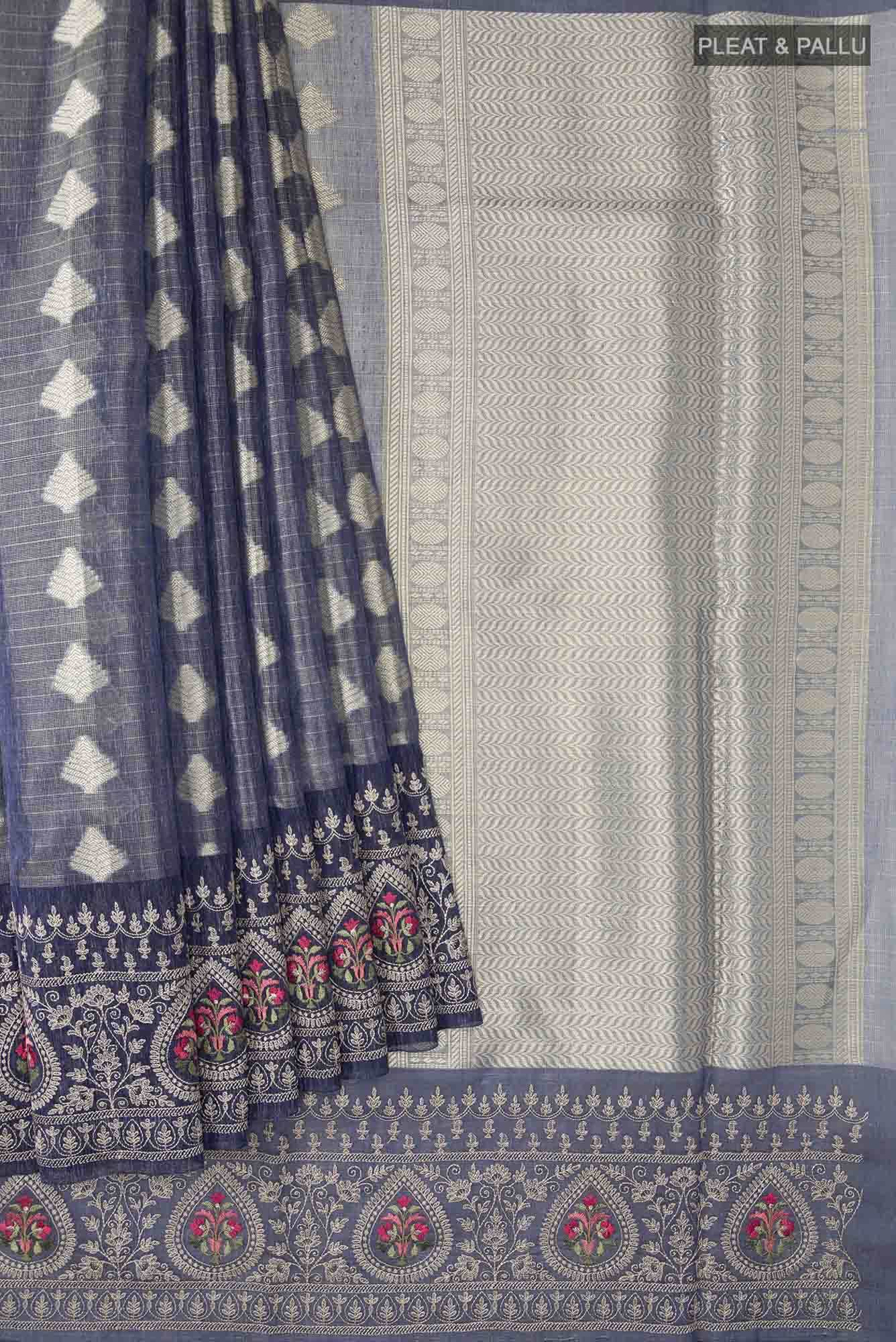Blue Banarasi Silk Cotton Saree
