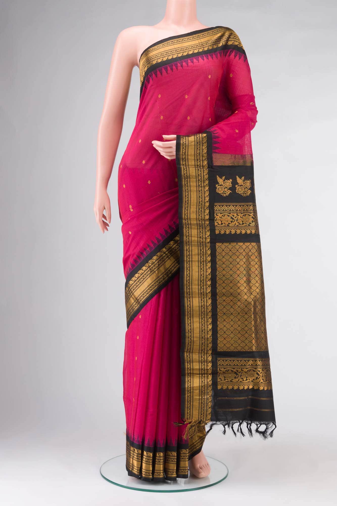 Pink Gadwal Silk Cotton Saree