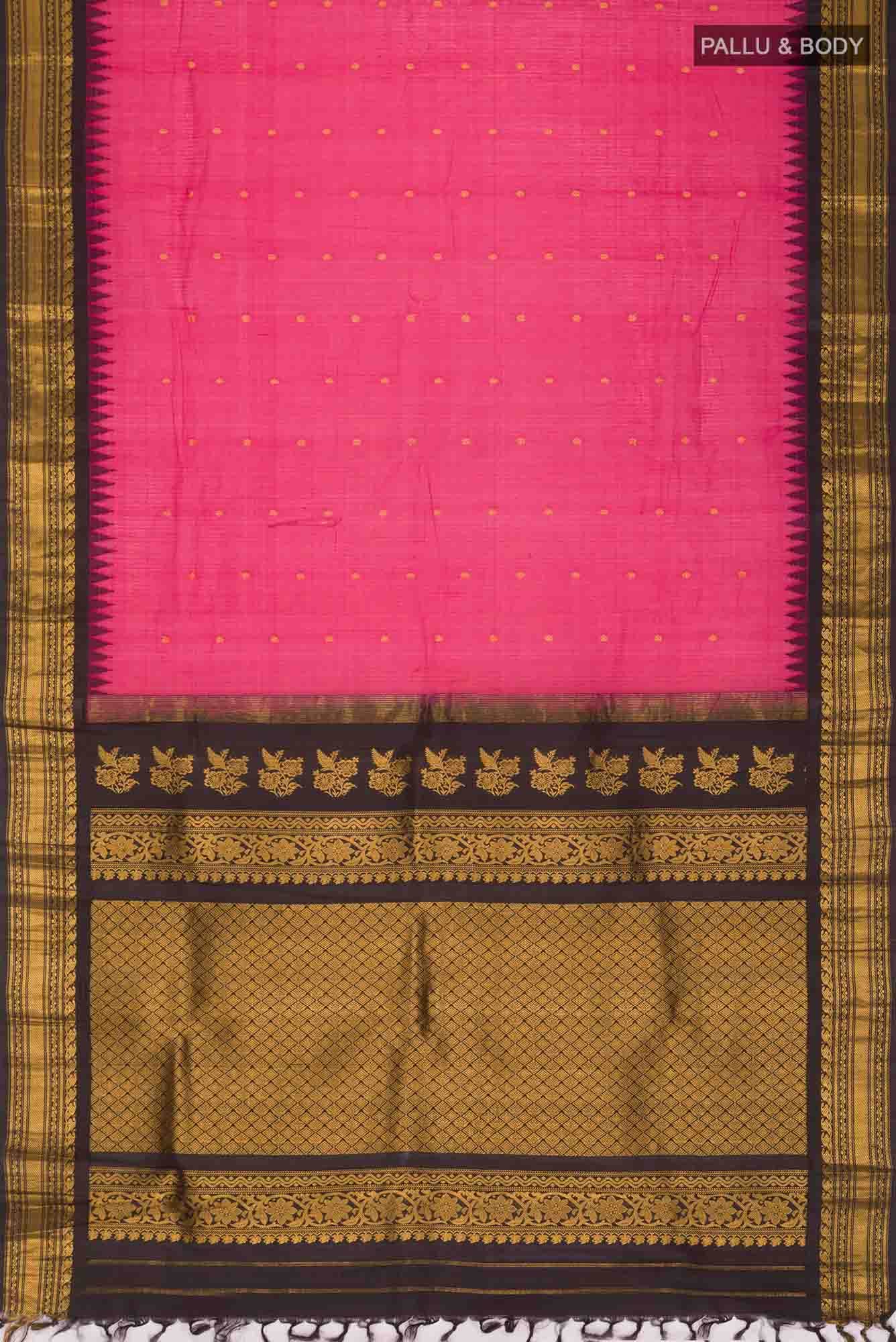 Pink Gadwal Silk Cotton Saree