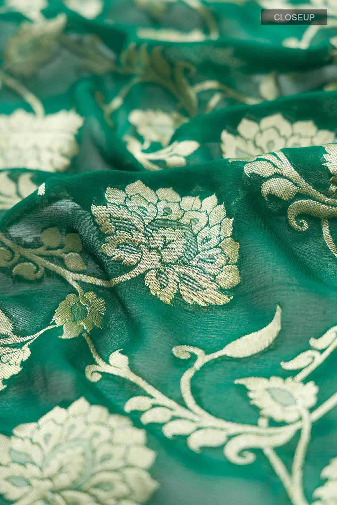 Green Banarasi Georgette Saree