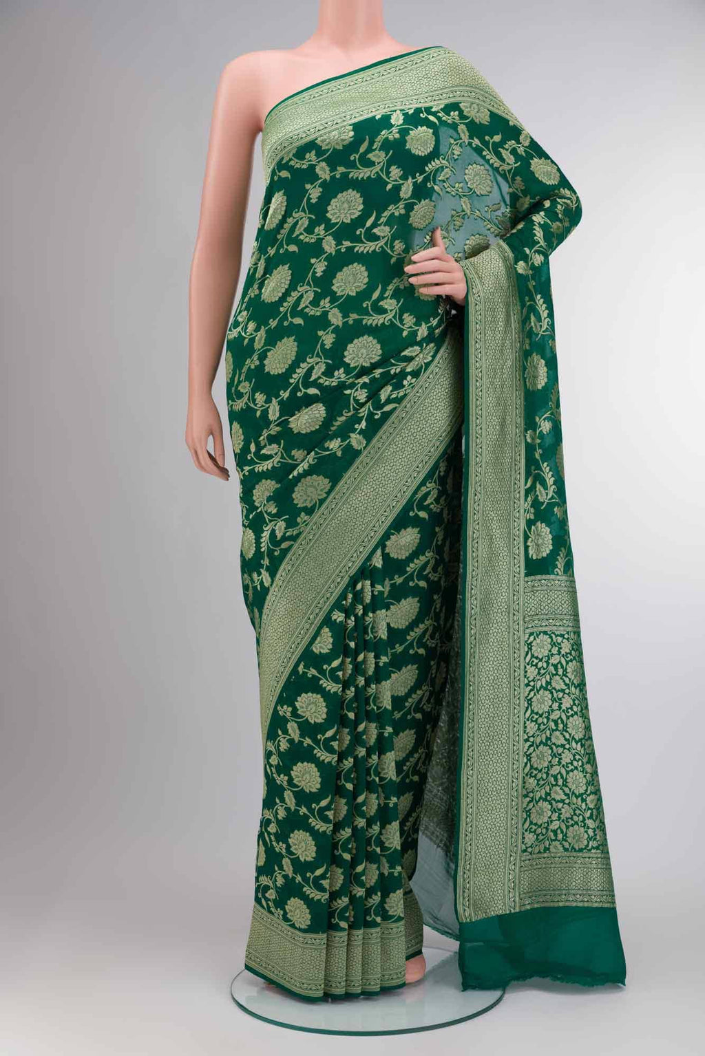 Green Banarasi Georgette Saree