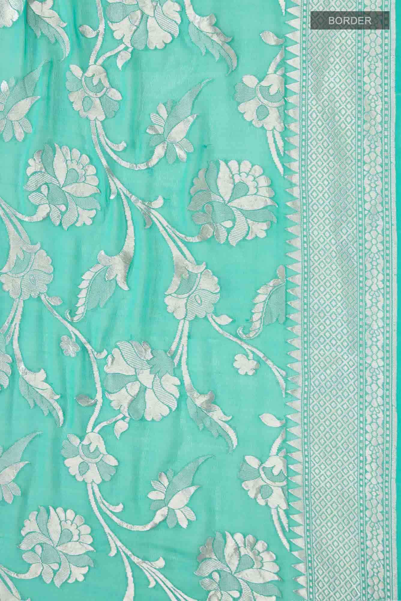 Turquoise Banarasi Georgette Saree