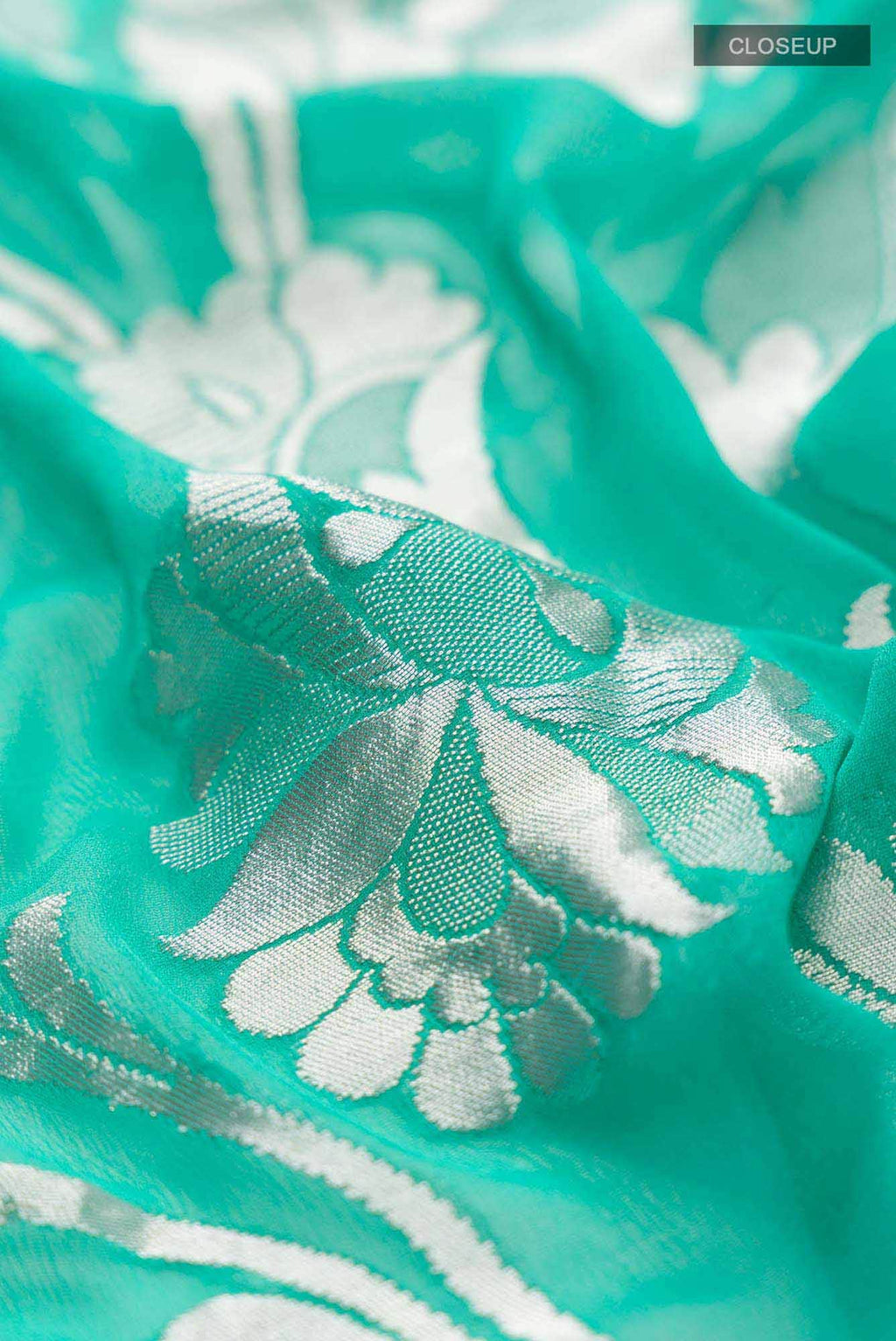 Turquoise Banarasi Georgette Saree
