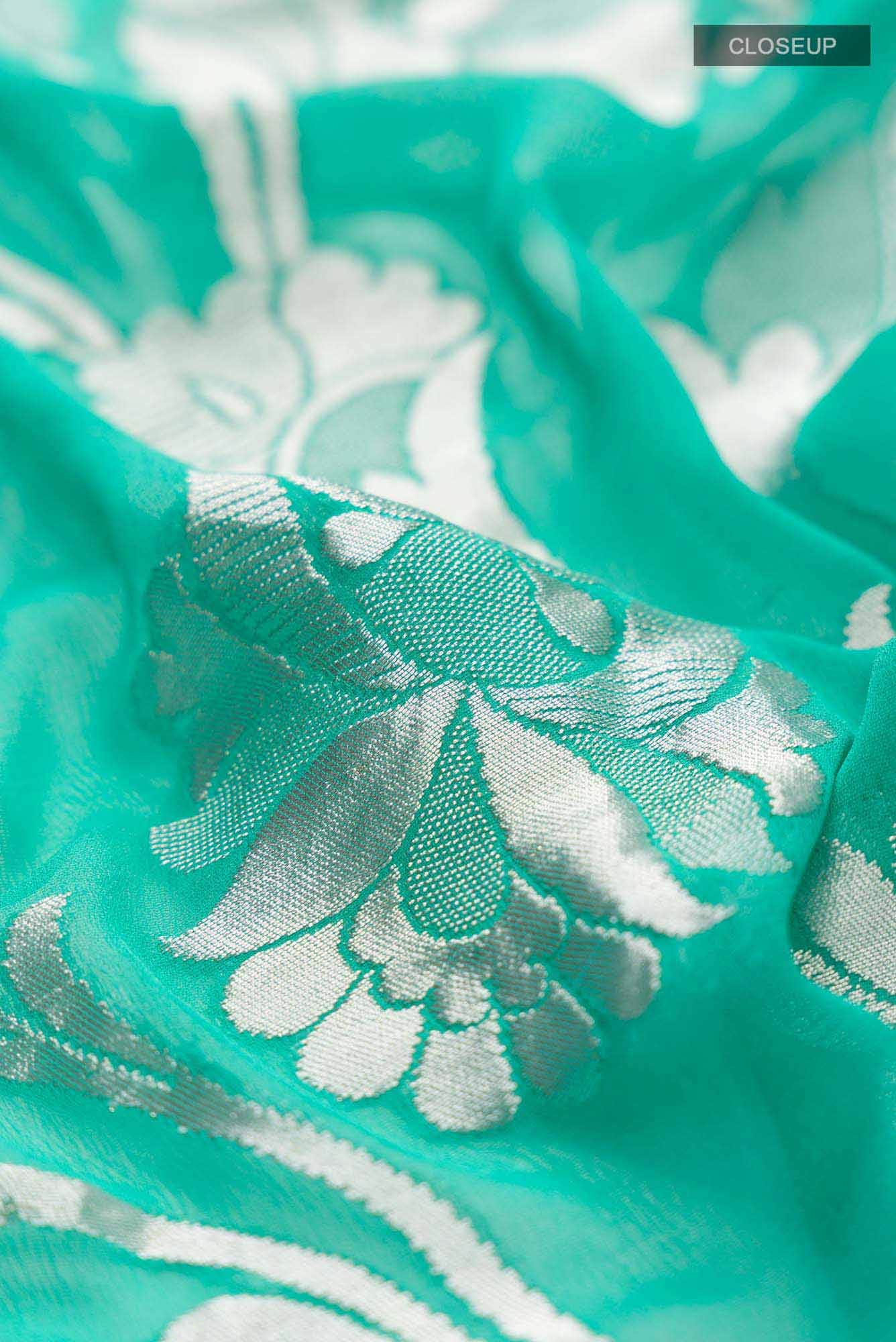Turquoise Banarasi Georgette Saree