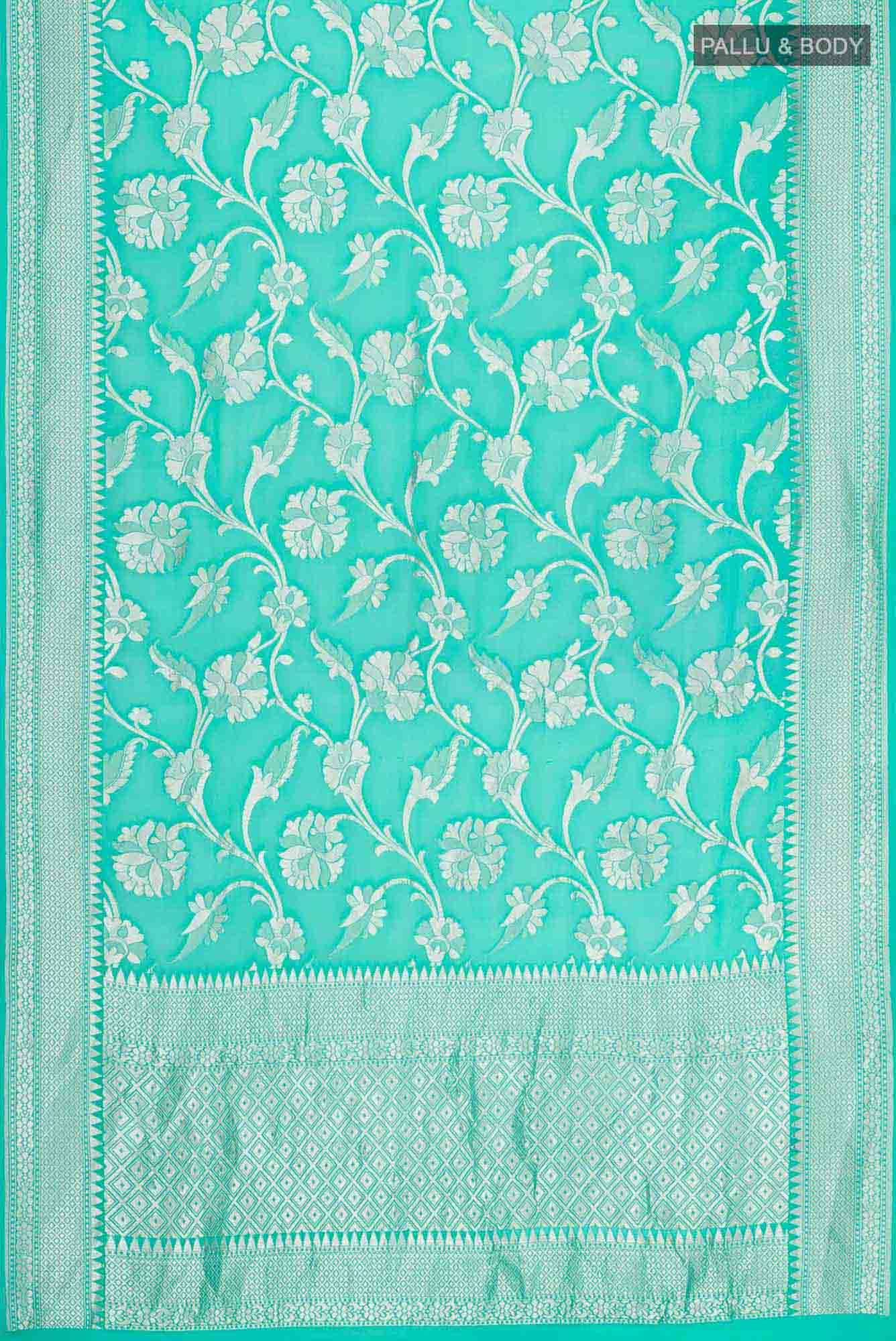 Turquoise Banarasi Georgette Saree